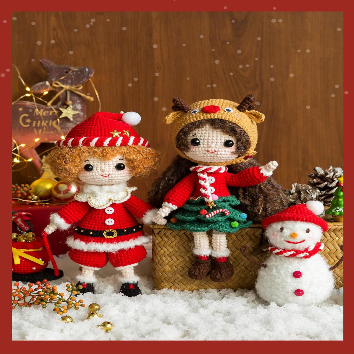 Christmas Dolls Set Crochet Yarn Kit |