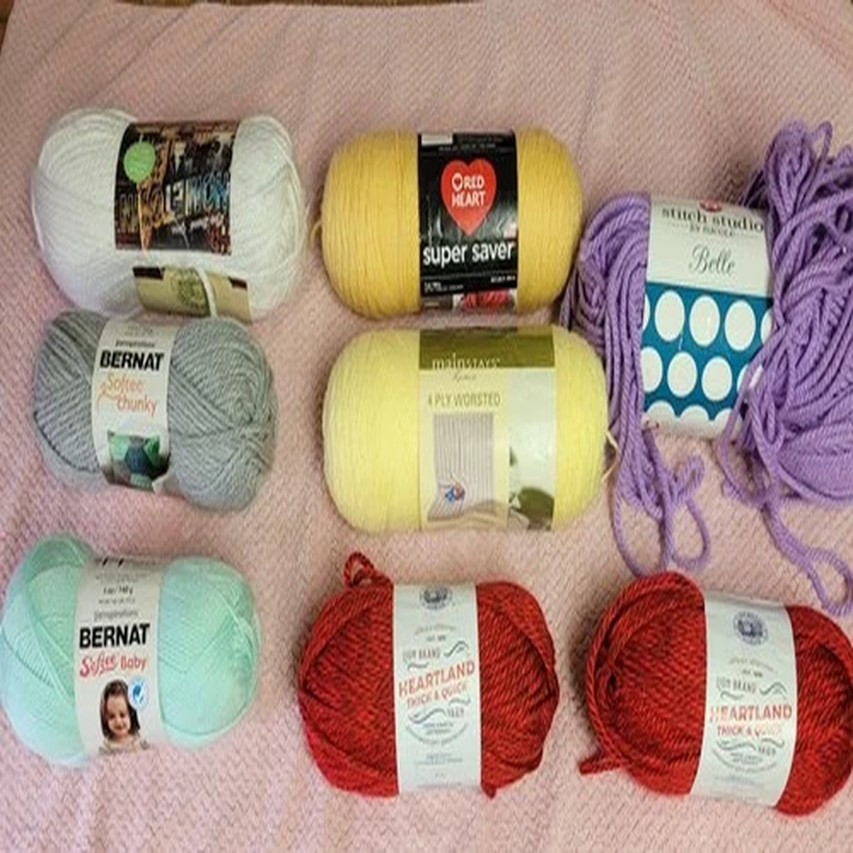 Yarn Lot - 9 Count - Various Colors, Brands, Types, & Lengths