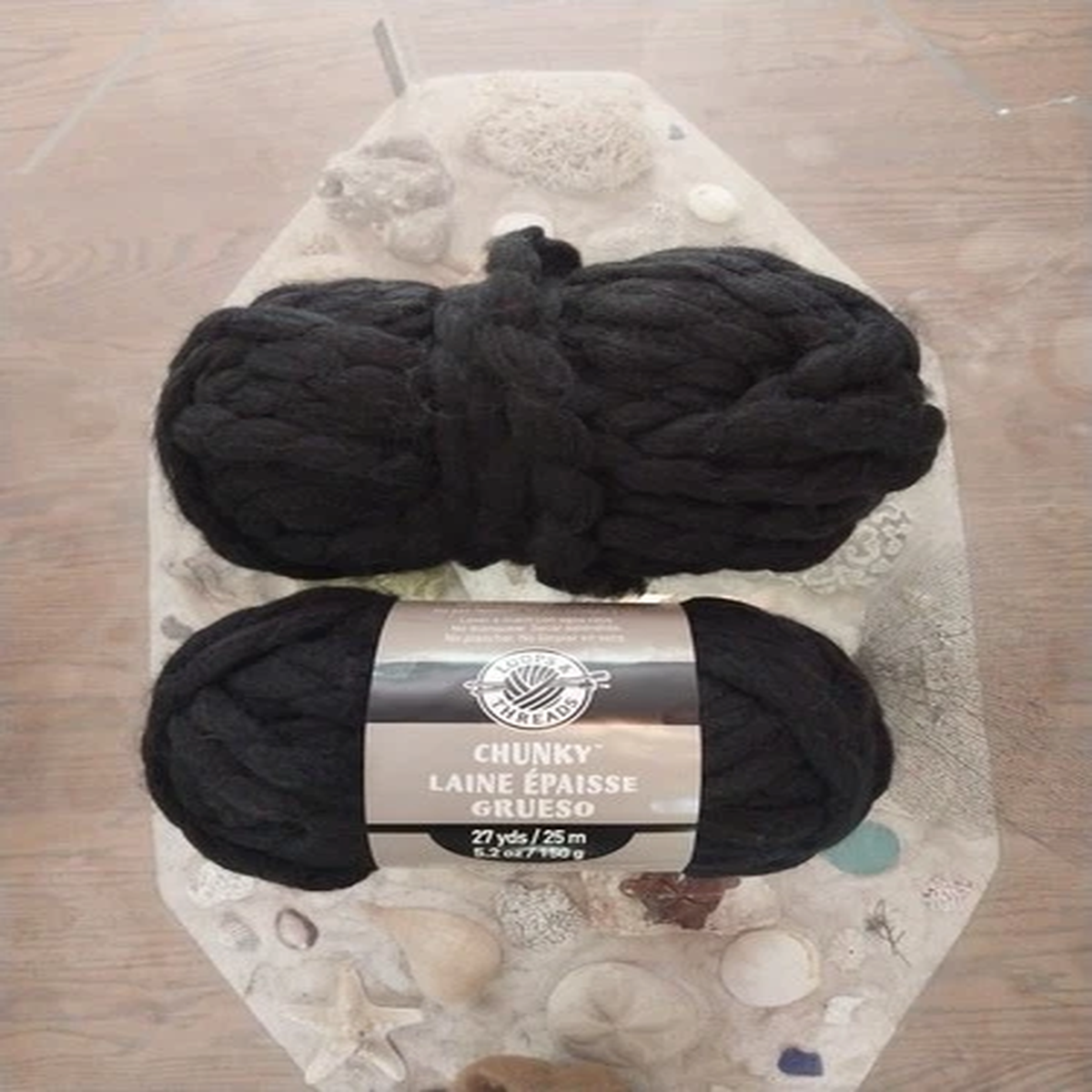 (2) Loops & Threads CHUNKY Boho Big Yarn Black 27 yds 5.2oz