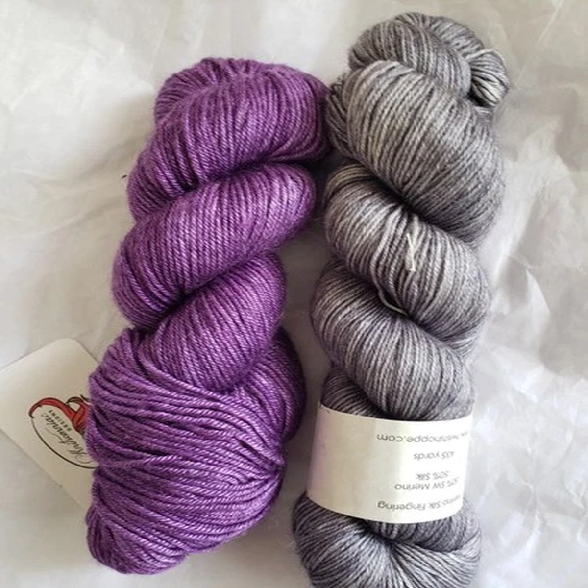 yarn lot of 2 knitsomniac twist 50% silk Merino wool hand dyed fingering worsted