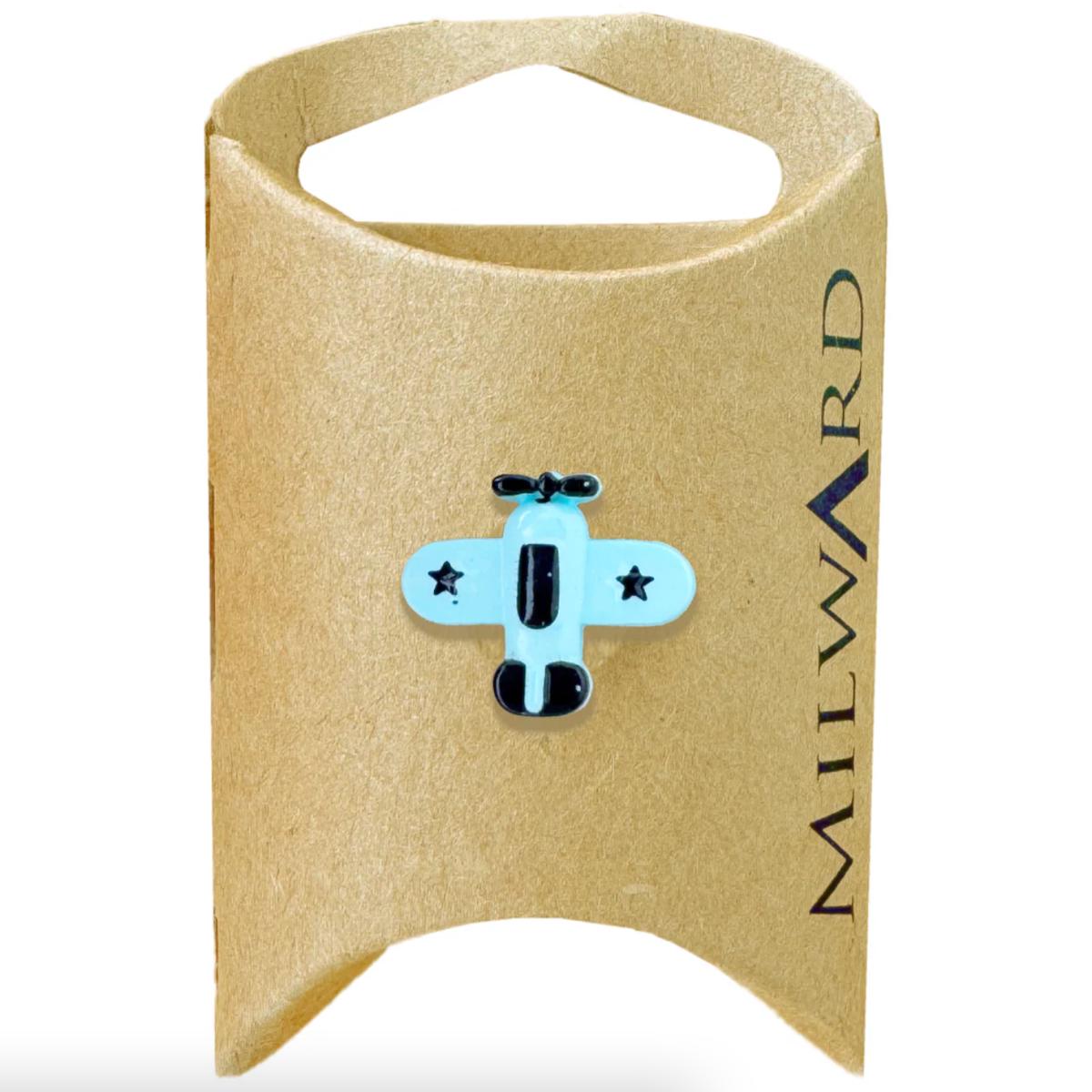 Baby Blue & Black Airplane Buttons