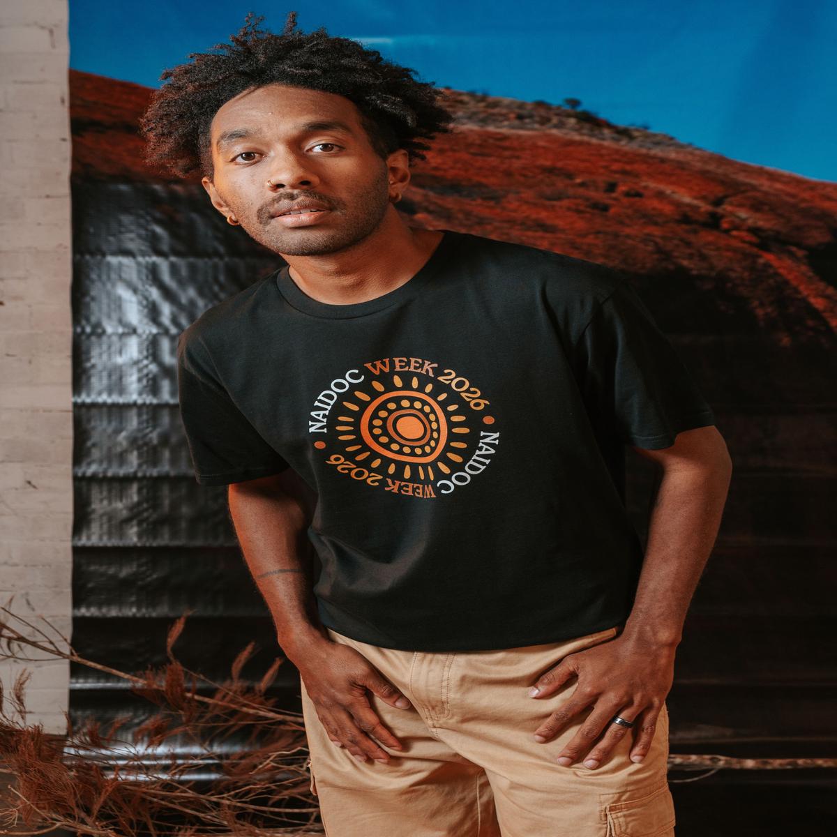(Bulk) Circle NAIDOC Week 2026 Black Cotton Crew Neck Unisex T-Shirt