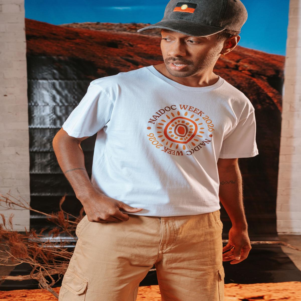 (Bulk) Circle NAIDOC Week 2026 White Cotton Crew Neck Unisex T-Shirt