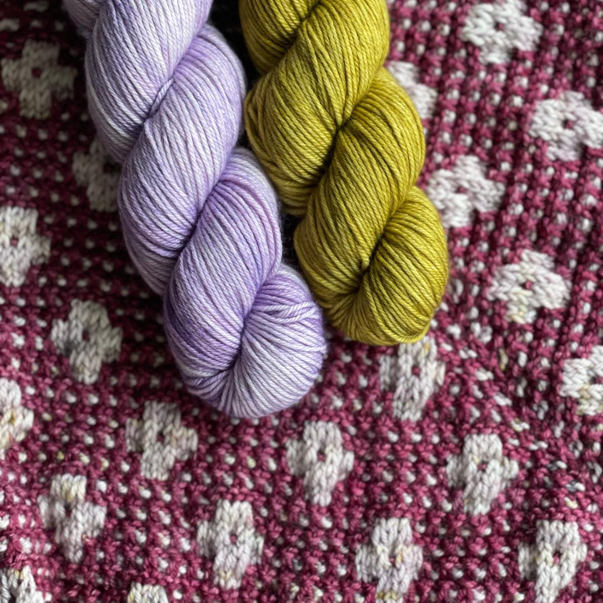 Botanical Yarn - Lilac & Green Pressed Flowers Kit