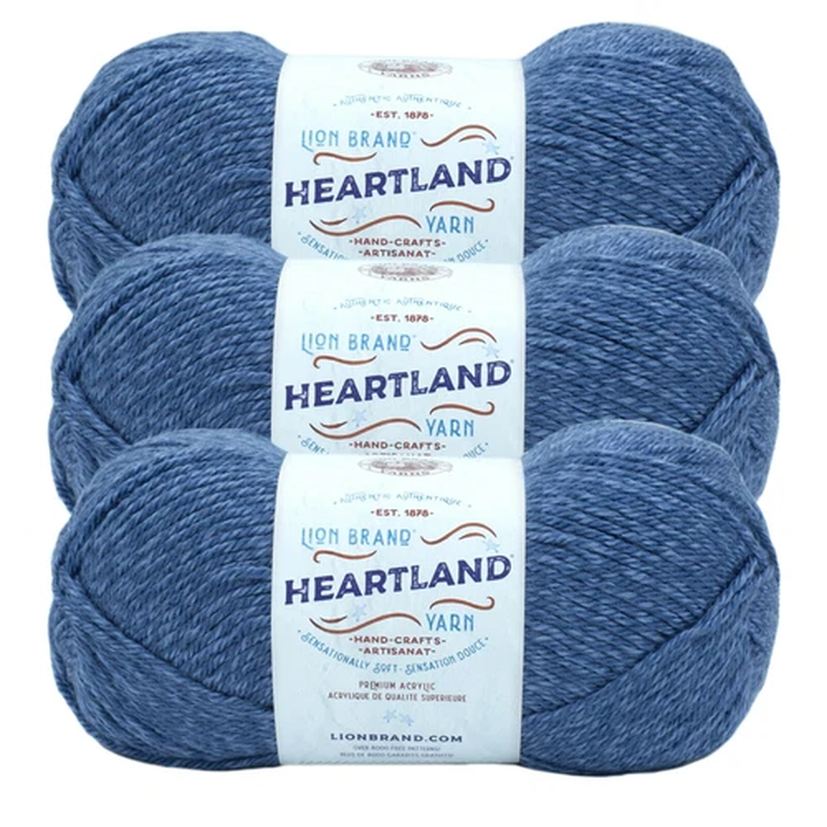 (3 Pack) Lion Brand Yarn 136-108Z Heartland  Worsted Yarn, Carlsbad Caverns