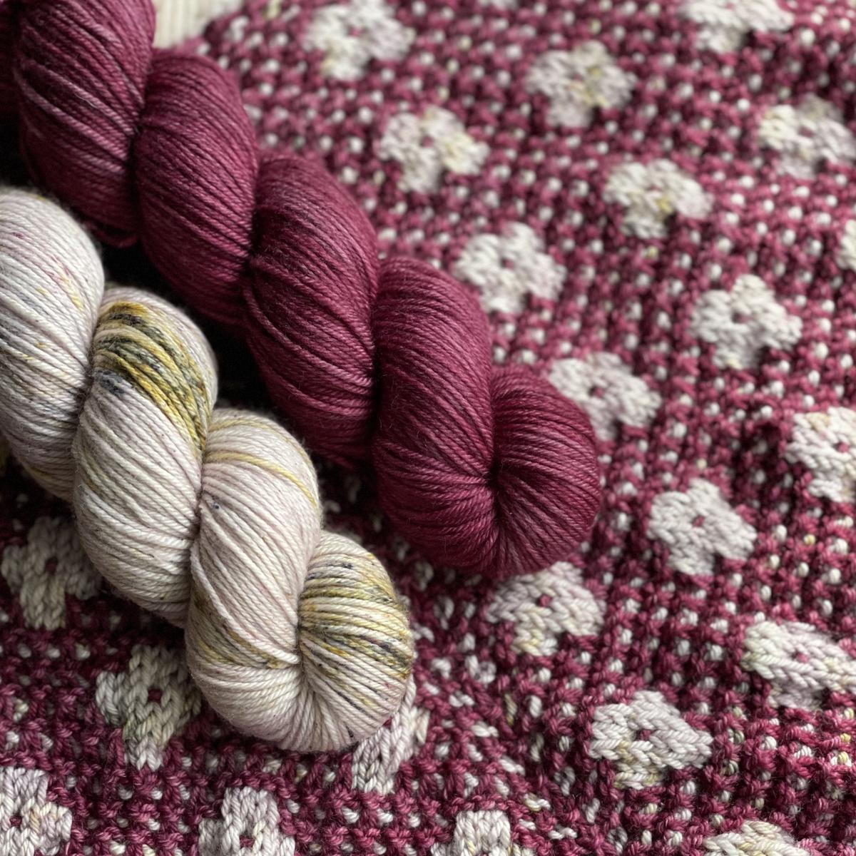 Botanical Yarn - Purple & Gray Pressed Flowers Kit