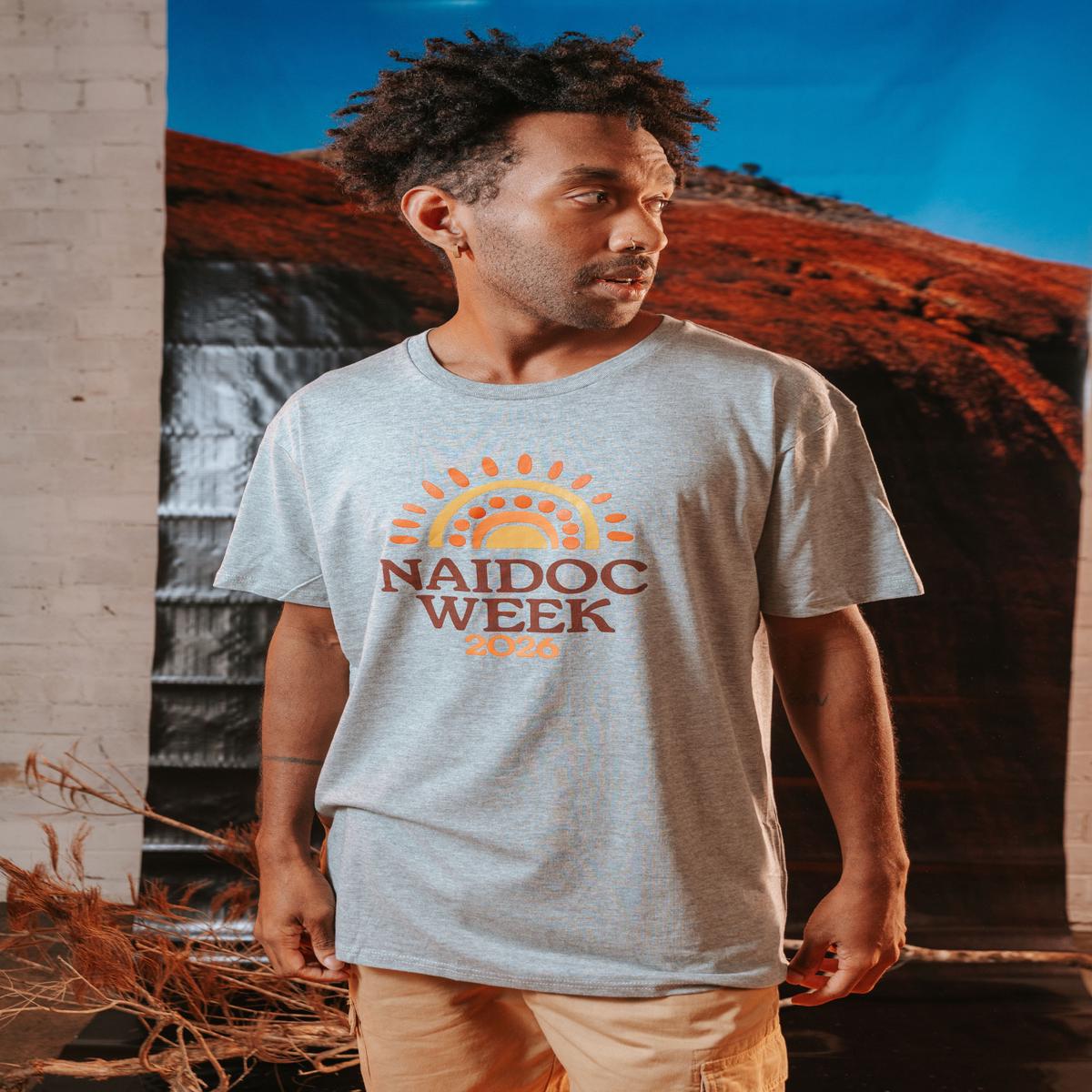 (Bulk) Core NAIDOC Week 2026 Grey Marle Cotton Crew Neck Unisex T-Shirt