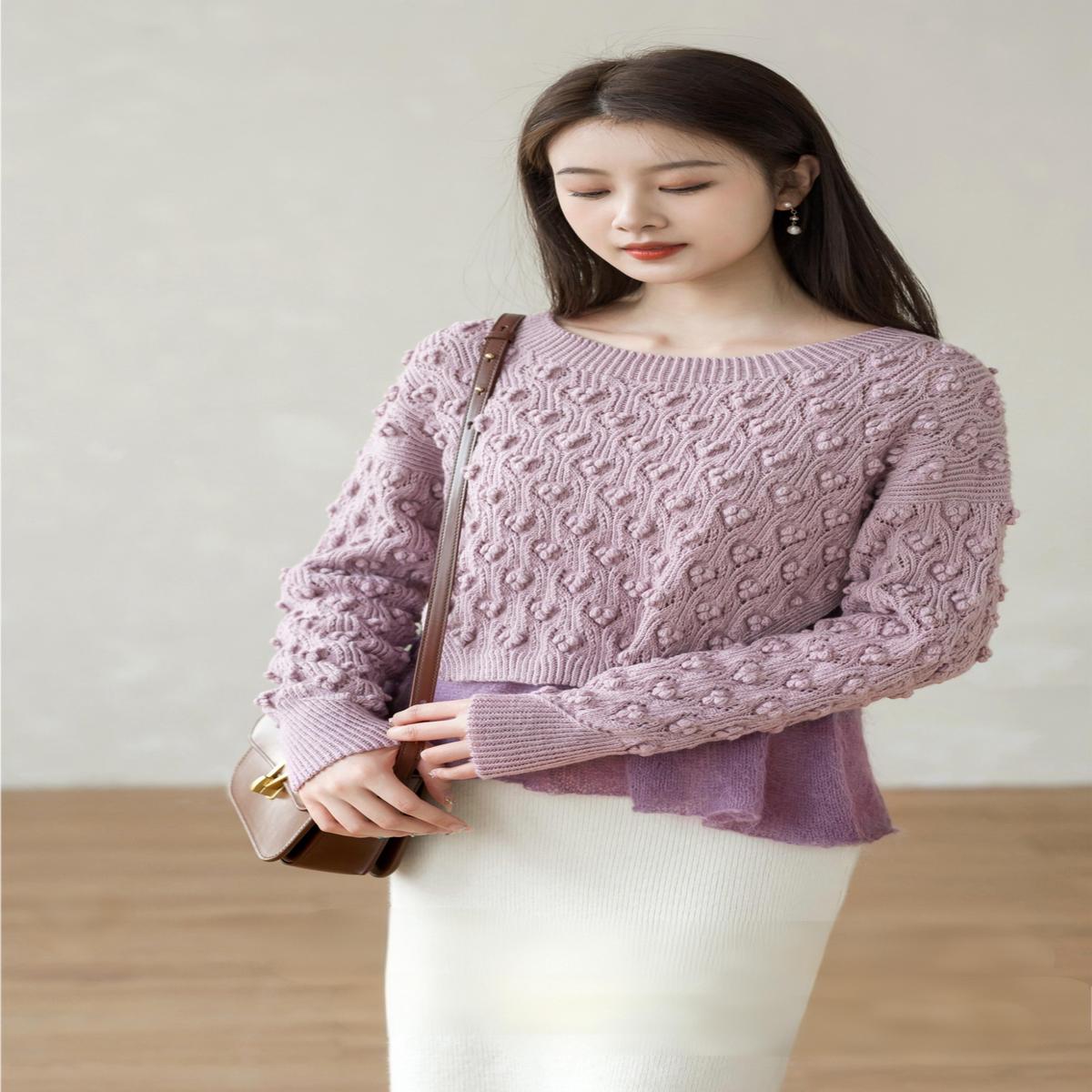 Berry Layered-look Sweater Knit Pattern