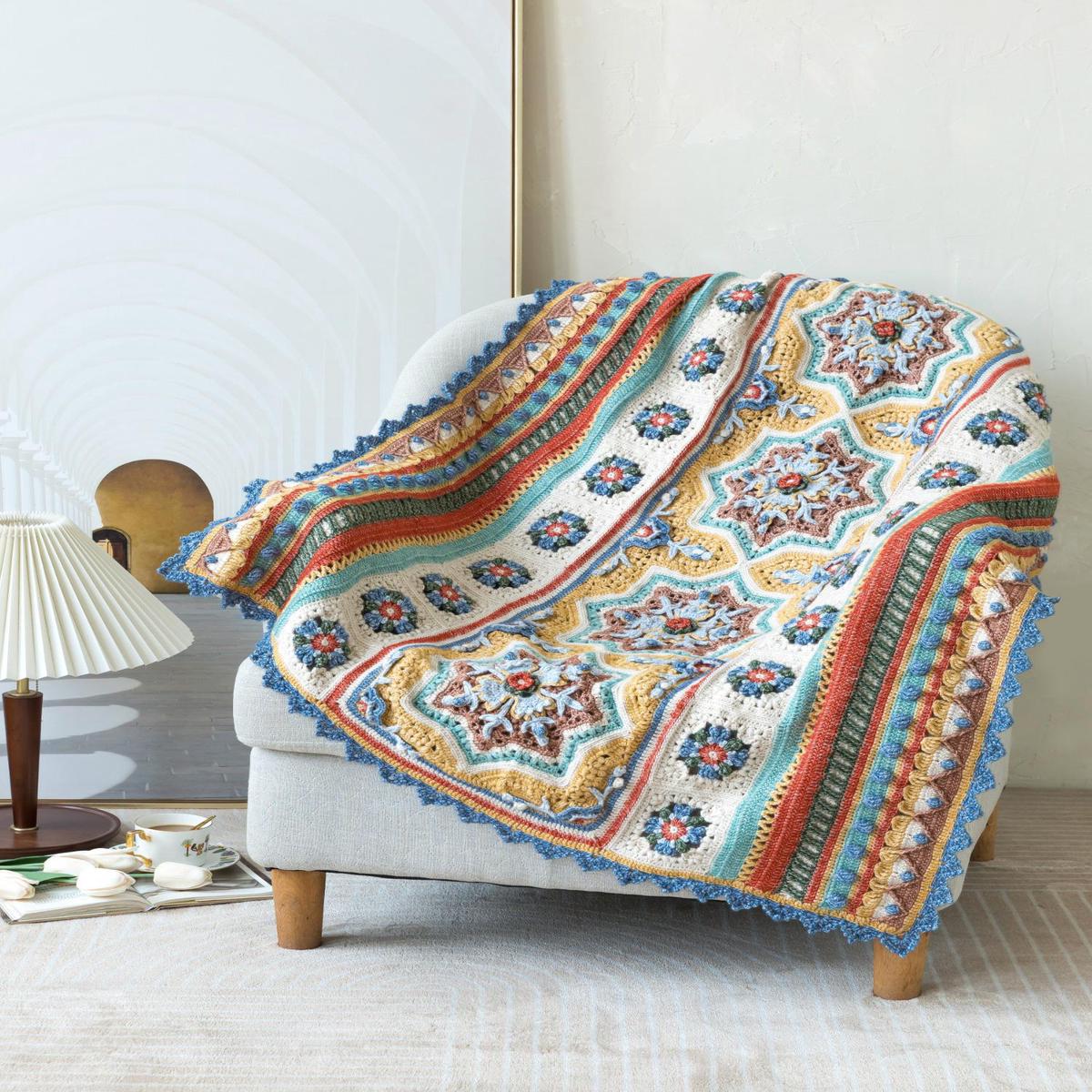 Jaipur Floral Blanket Crochet Yarn Kit | Cosmoplitan Aesthetics Series