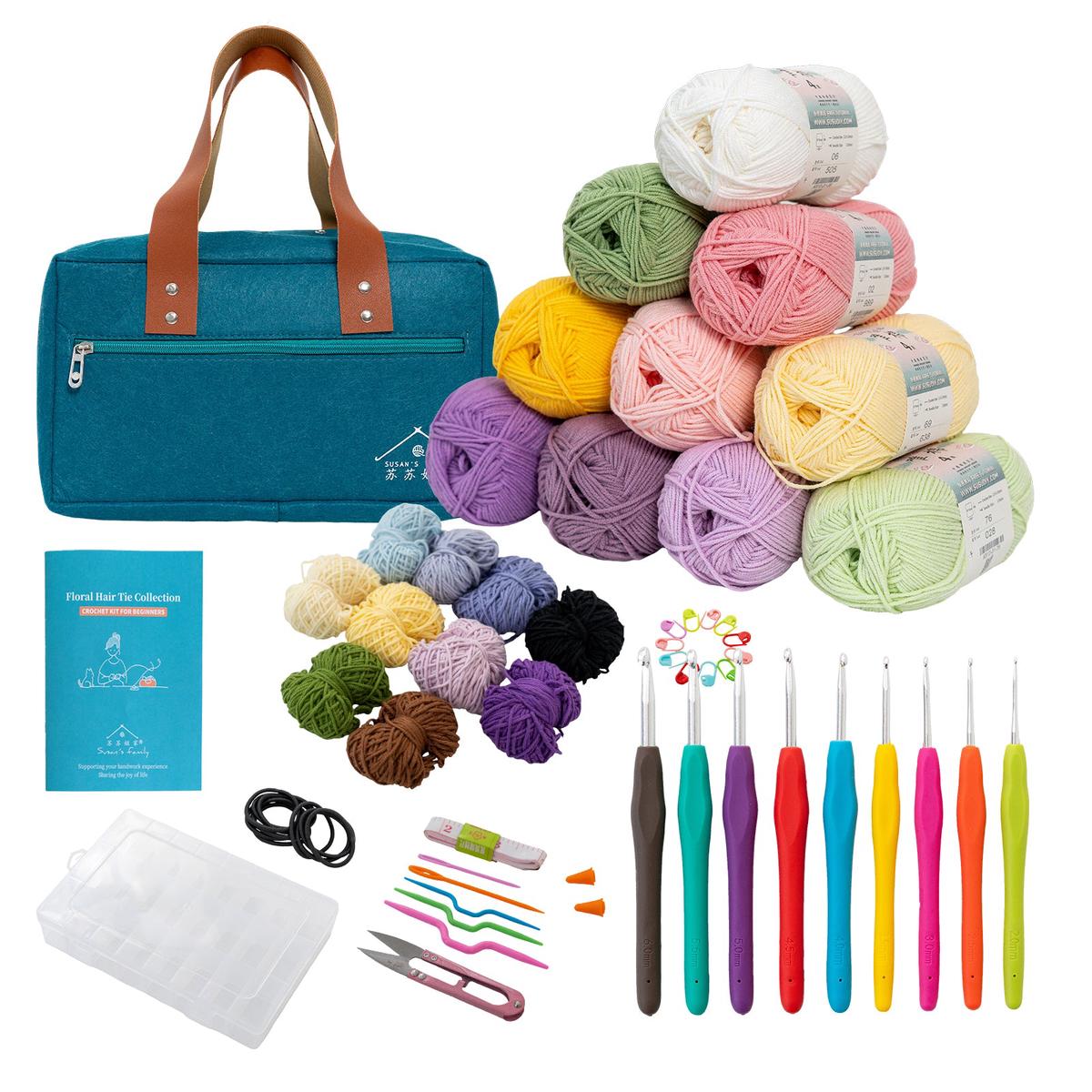 Floral Hair Tie Kit for Beginners - Crochet Hairtie CollectionUS Warehouse