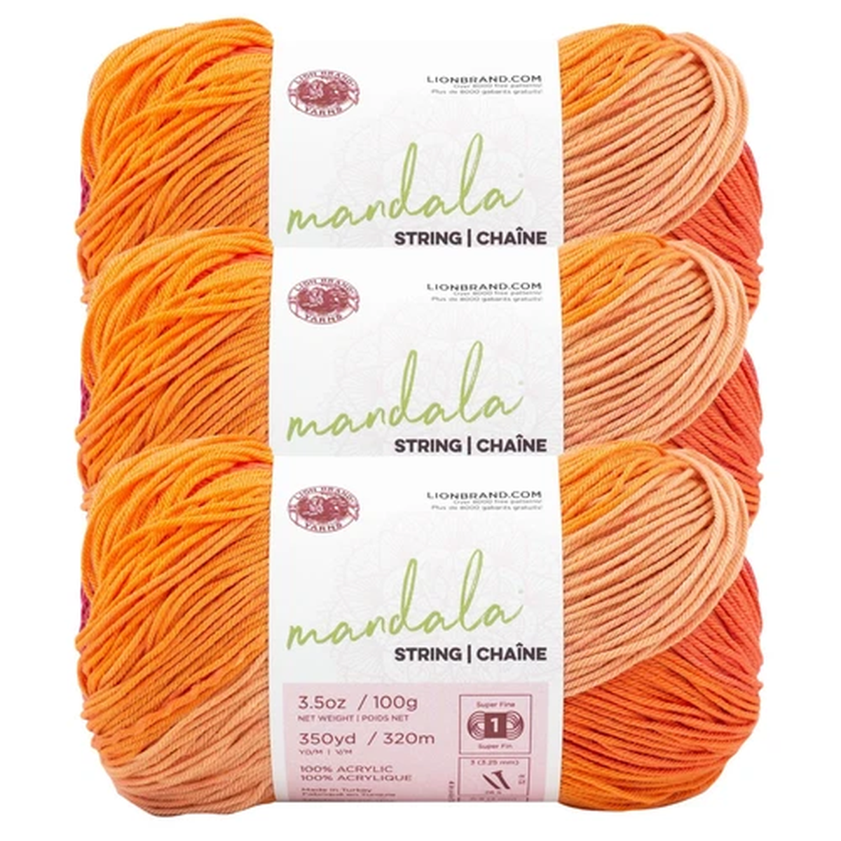 (3 Pack) Lion Brand Yarn 557-210BF Mandala String Yarn, Jingle