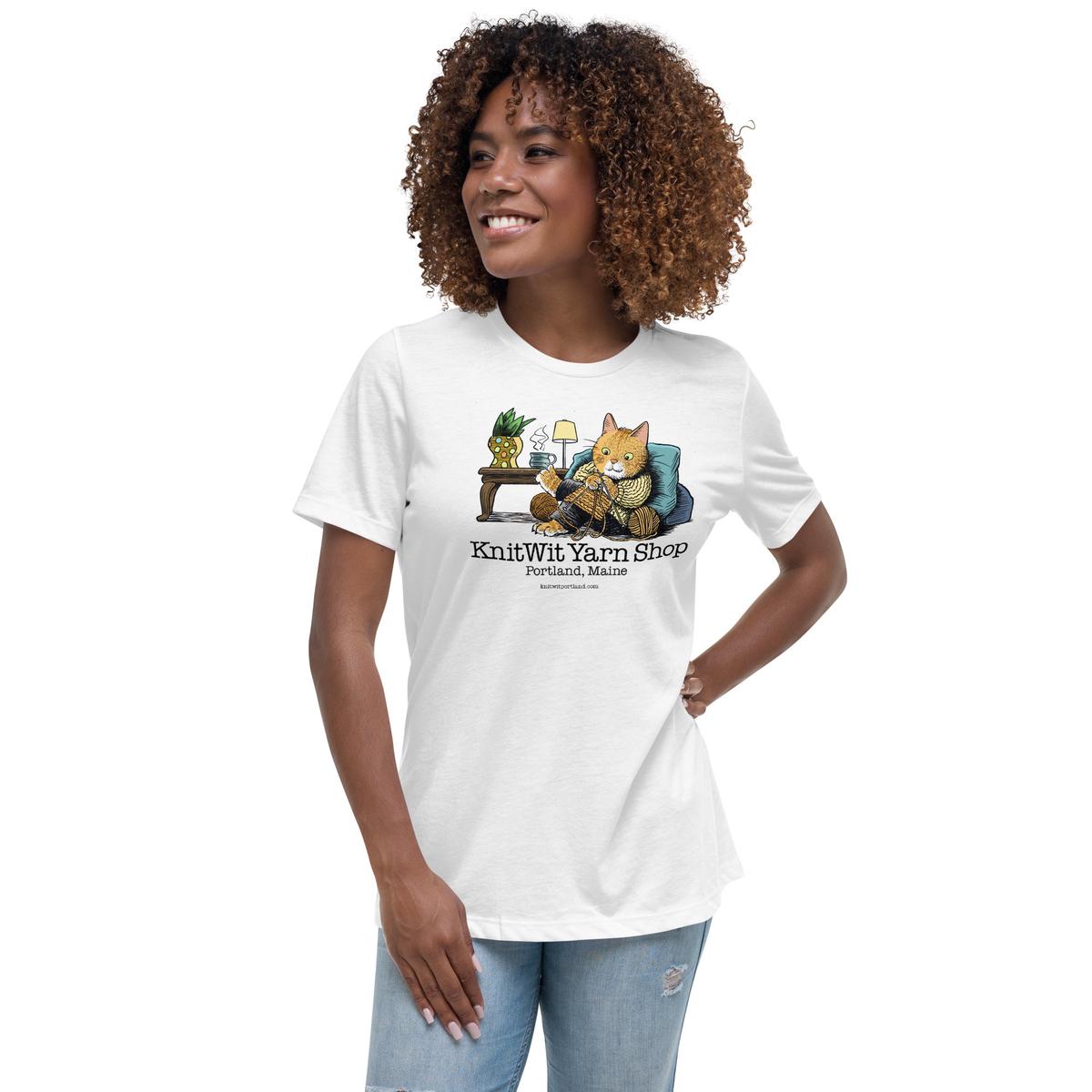 Cat Knitting (in color!) - Women's Relaxed T-Shirt