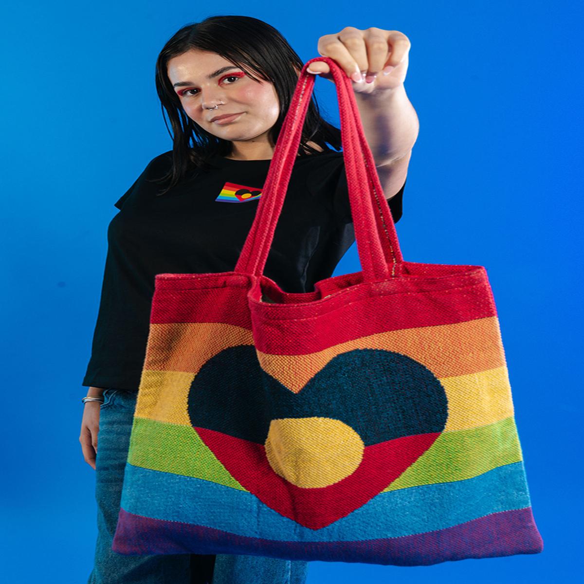 Pride Flag 100% Cotton Knitted Tote Bag (45cm x 45cm) - Pride Worn Proudly