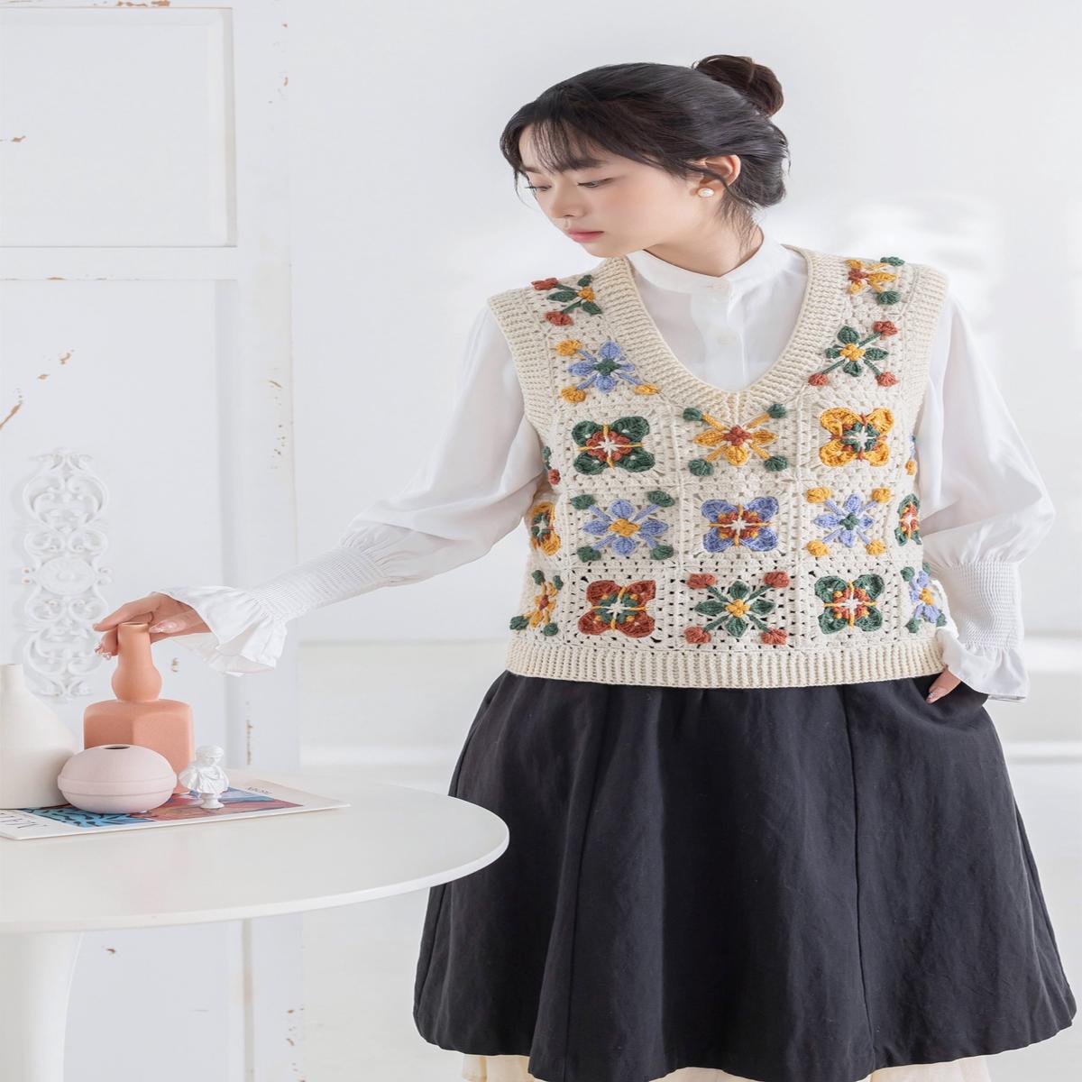 Windmill Motif Vest Crochet Pattern
