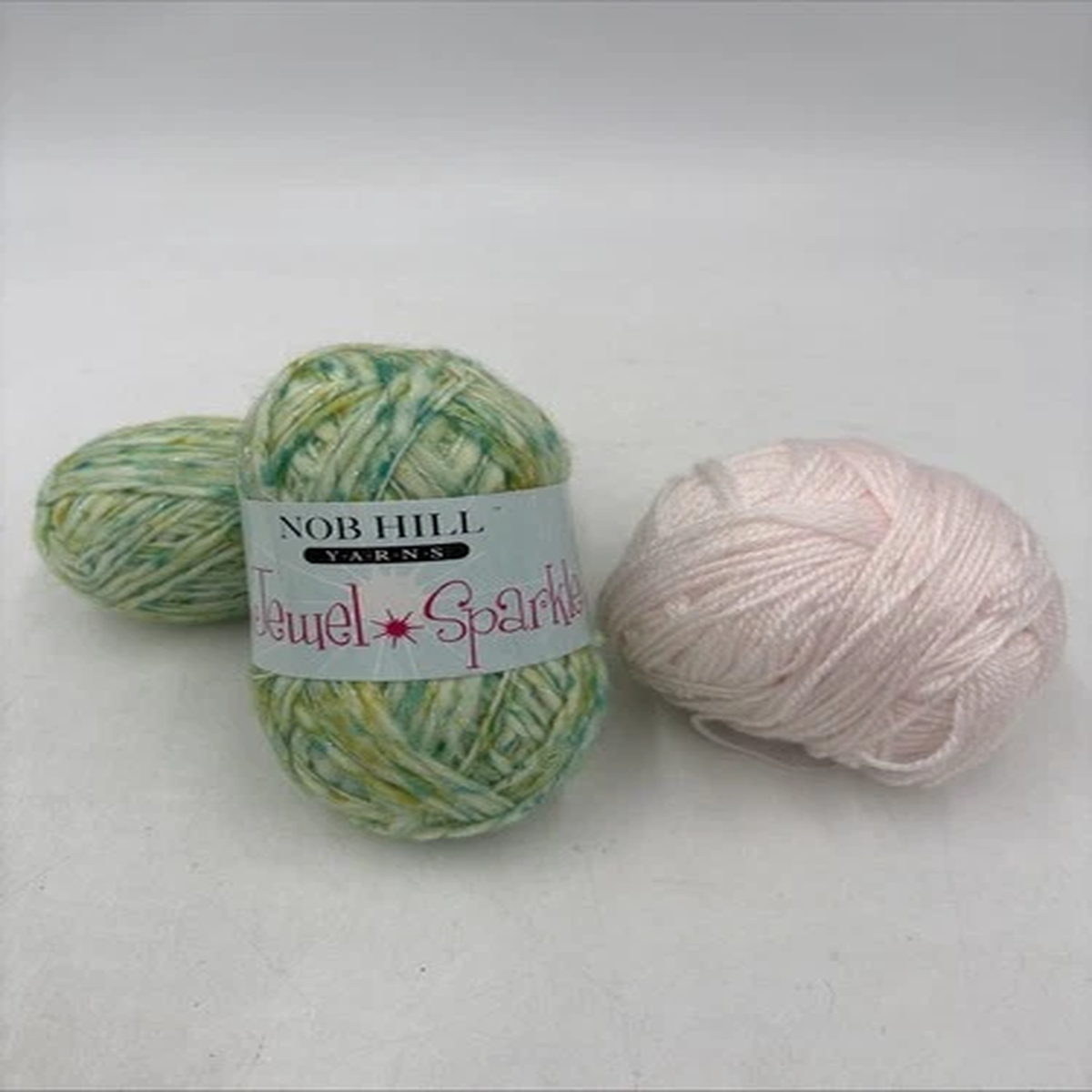 Yarn - Nob Hill Jewel Sparkle Bulky Acrylic/Wool - 2 Skeins + Worsted Light Pink