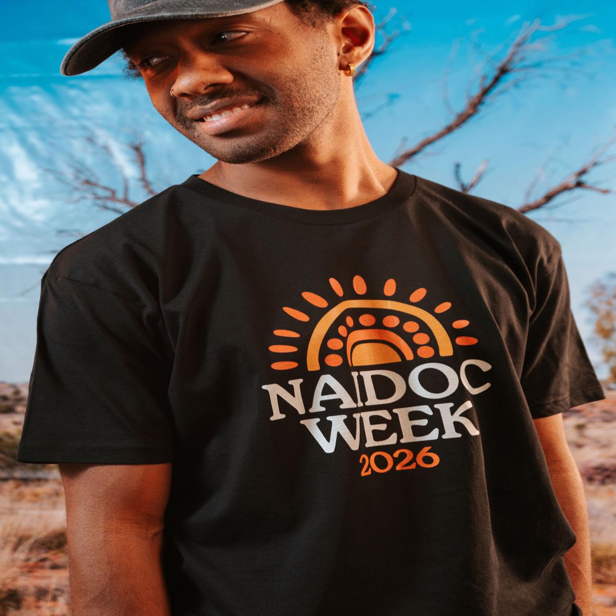 (Bulk) Core NAIDOC Week 2026 Black Cotton Crew Neck Unisex T-Shirt