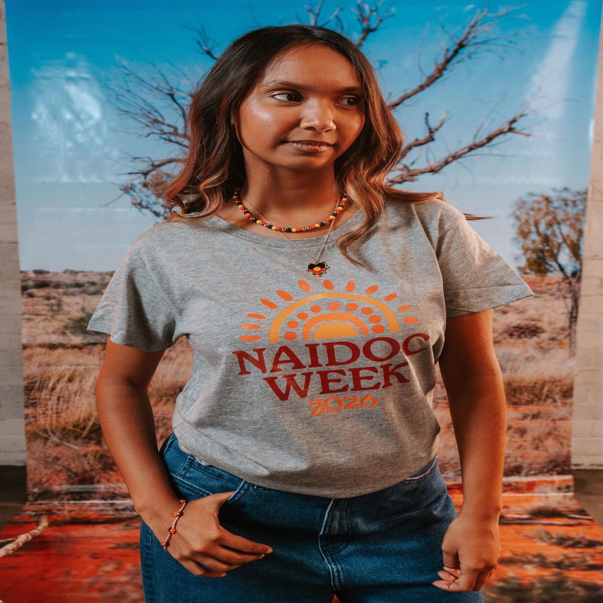 Core NAIDOC Week 2026 Grey Marle Cotton Crew Neck Women's T-Shirt