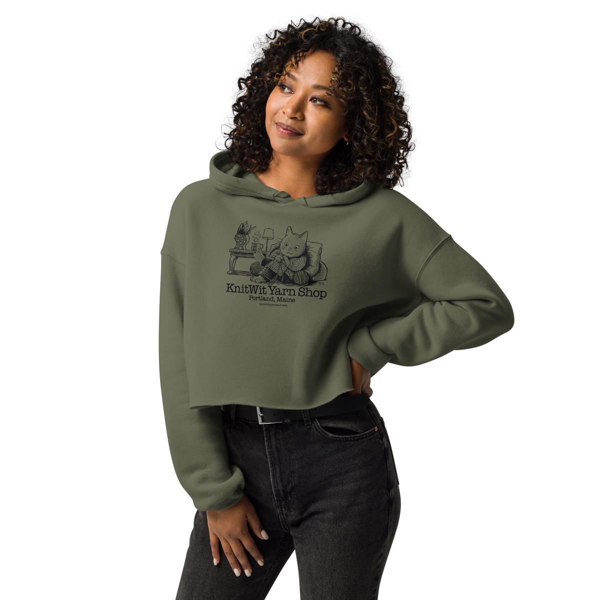 Cat Knitting Crop Hoodie