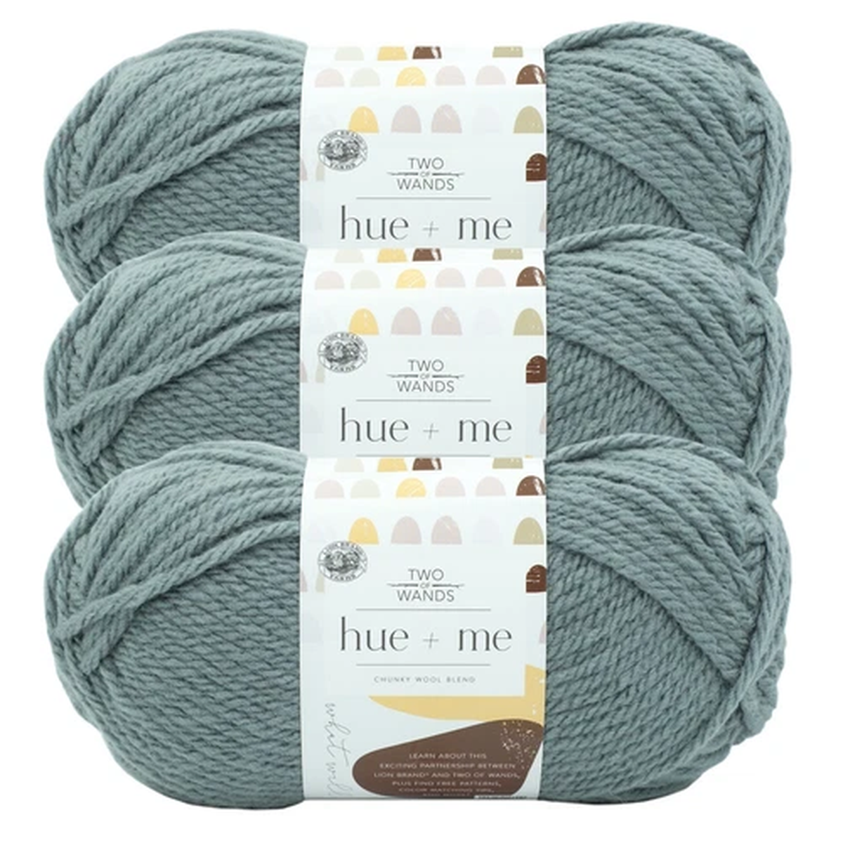 (3 Pack) Lion Brand Yarn 617-106BH Two of Wands: Hue + Me Bulky Yarn, Harbor