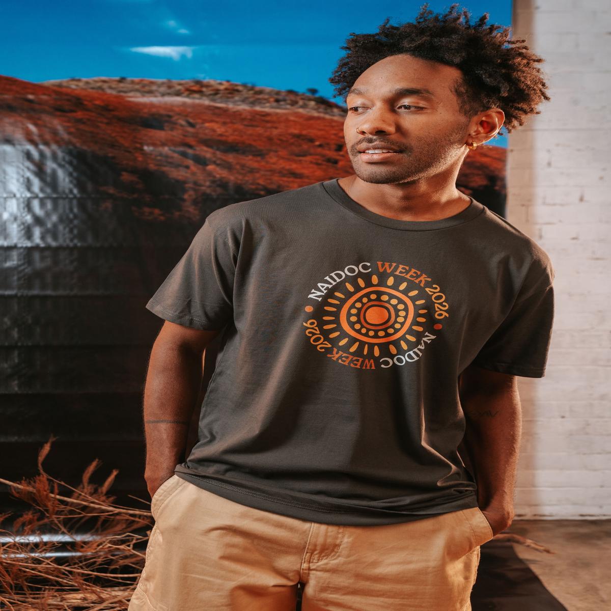 (Bulk) Circle NAIDOC Week 2026 Charcoal Cotton Crew Neck Unisex T-Shirt