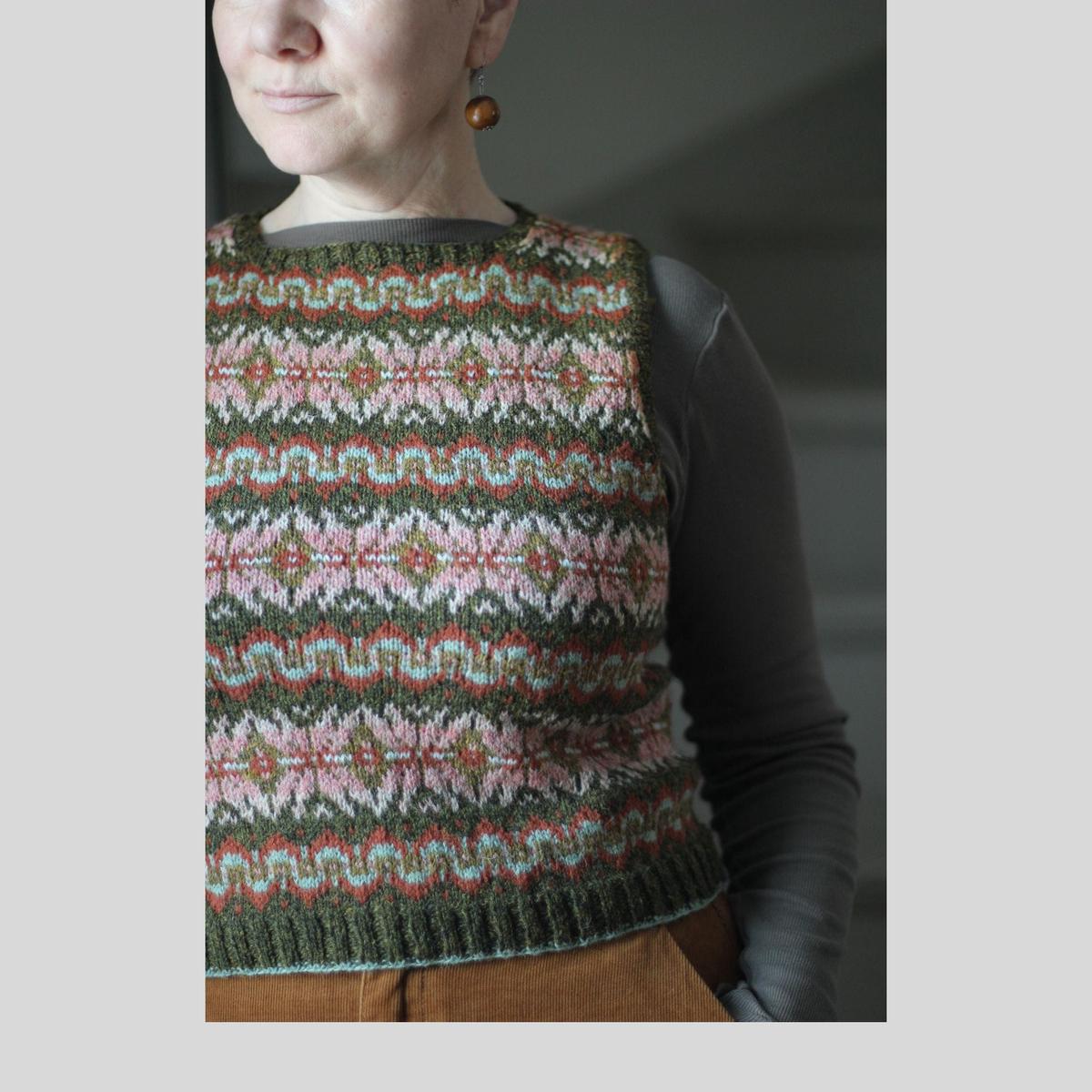 Sea Faerdy Vest by Gudrun Johnston in Jamieson's of Shetland Spindrift