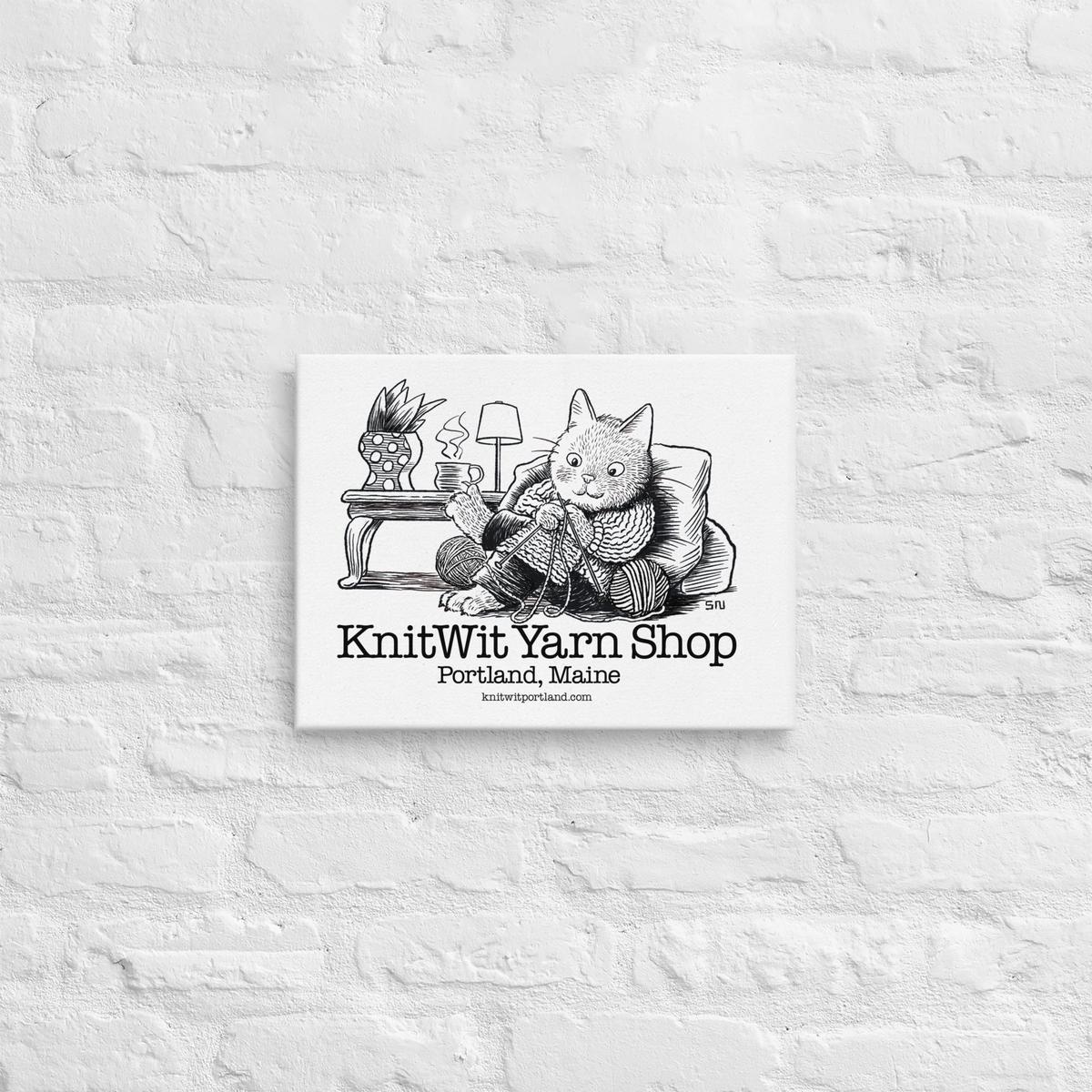 Cat Knitting Canvas Print