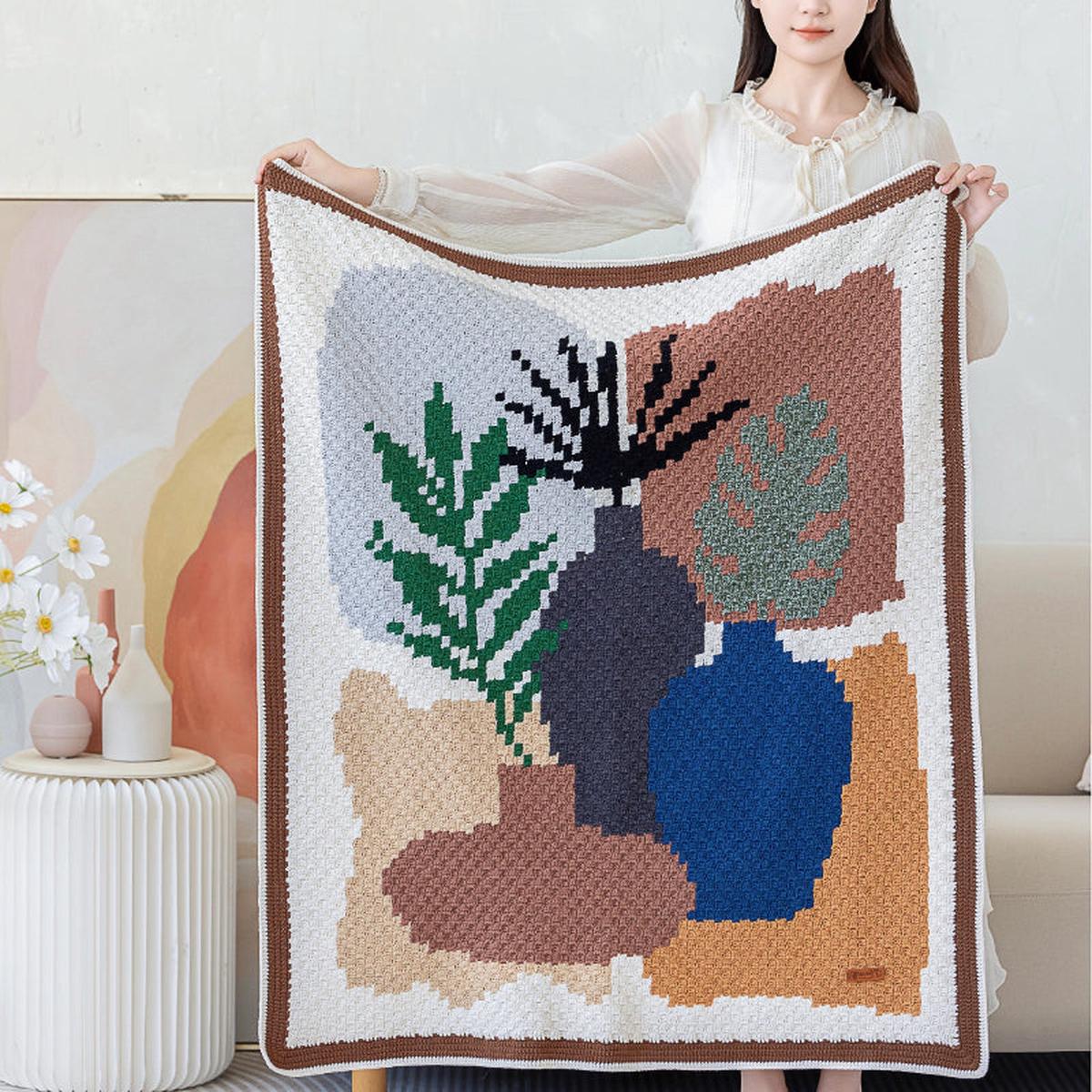 Plant Pixel Blanket Crochet Yarn Kit | Nodic Aesthetics Series | Susan's Family