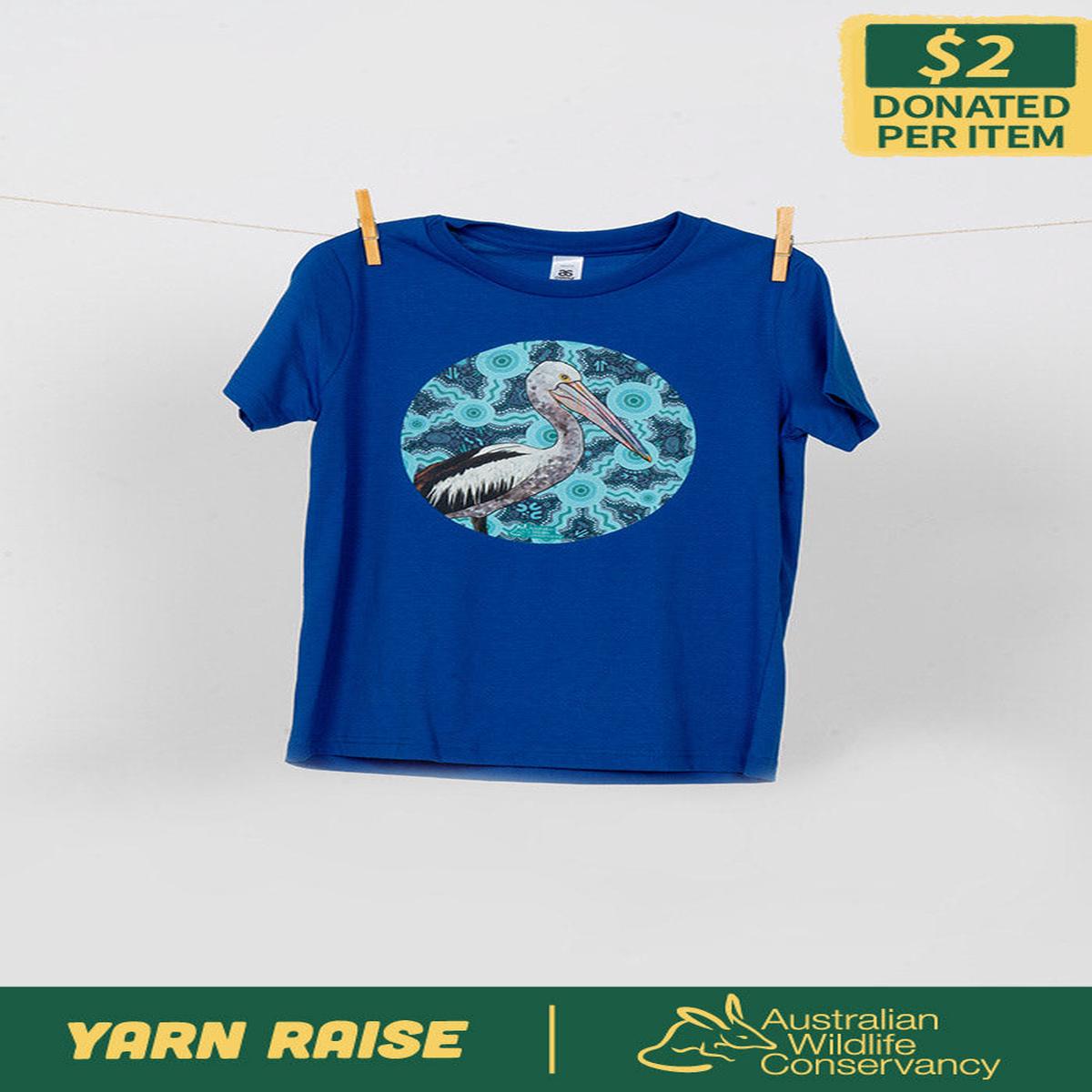 Pelican (Dhalipnha) 'Australian Wildlife Conservancy' Royal Blue Cotton Crew Neck Kids T-Shirt