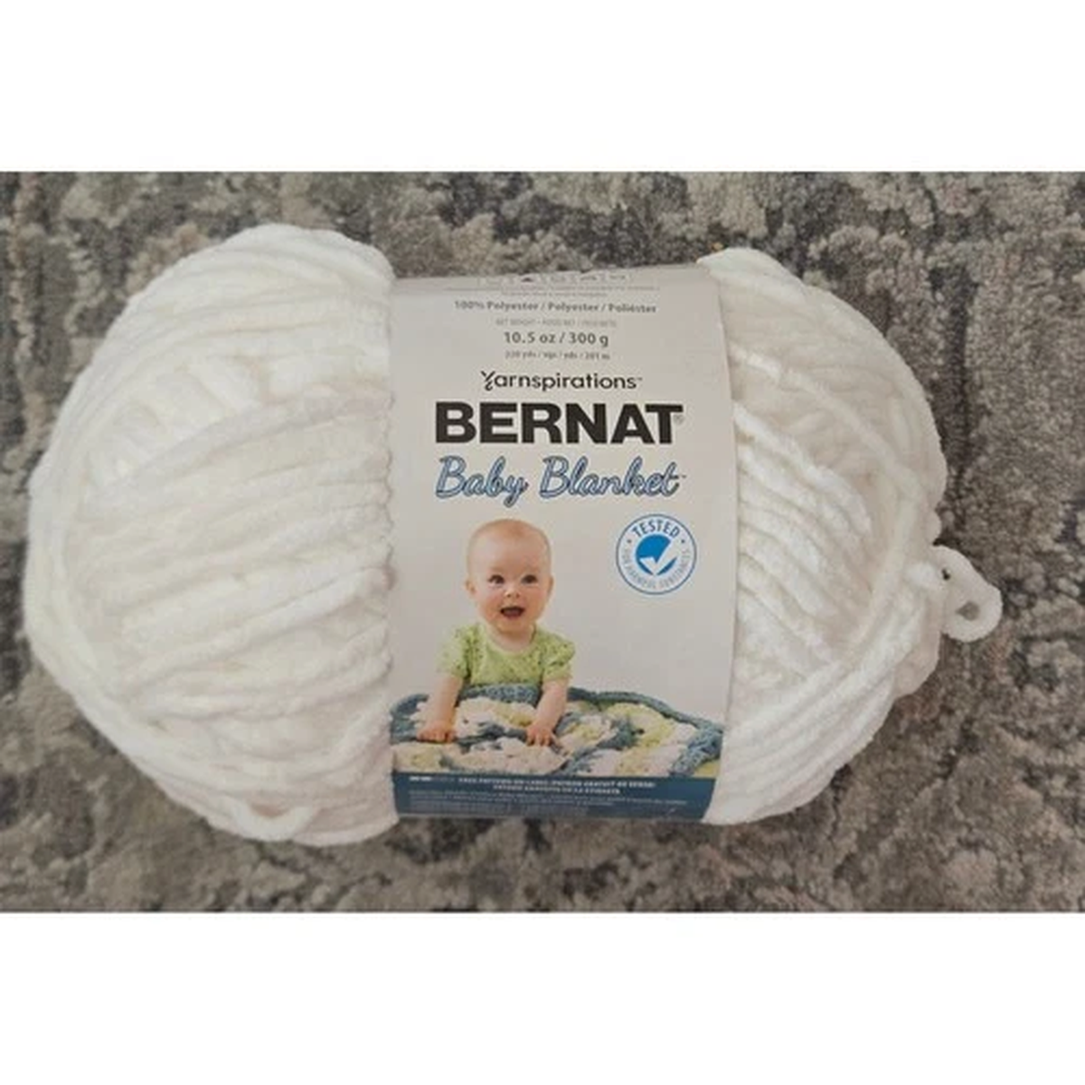 Yarnspirations Bernat Baby Blanket Yarn White Super Bulky 10.5 oz 220 yds New