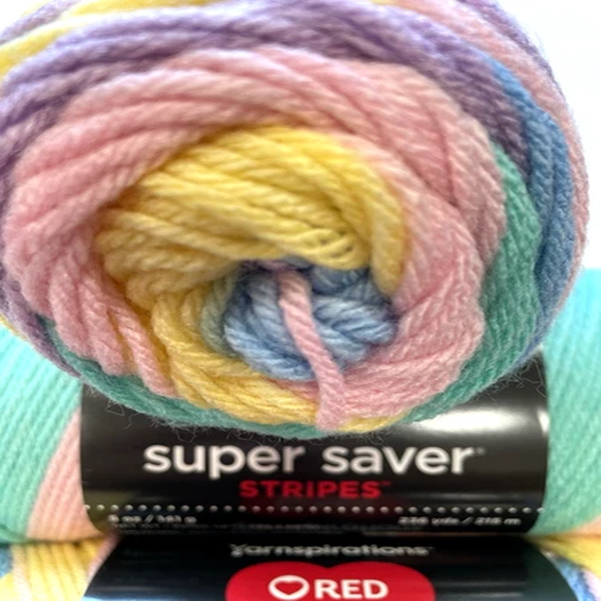 (1 SKEIN) Red Heart STRIPES Super Saver YARN "BABY RAINBOW *5oz/ 142g/ 260yds