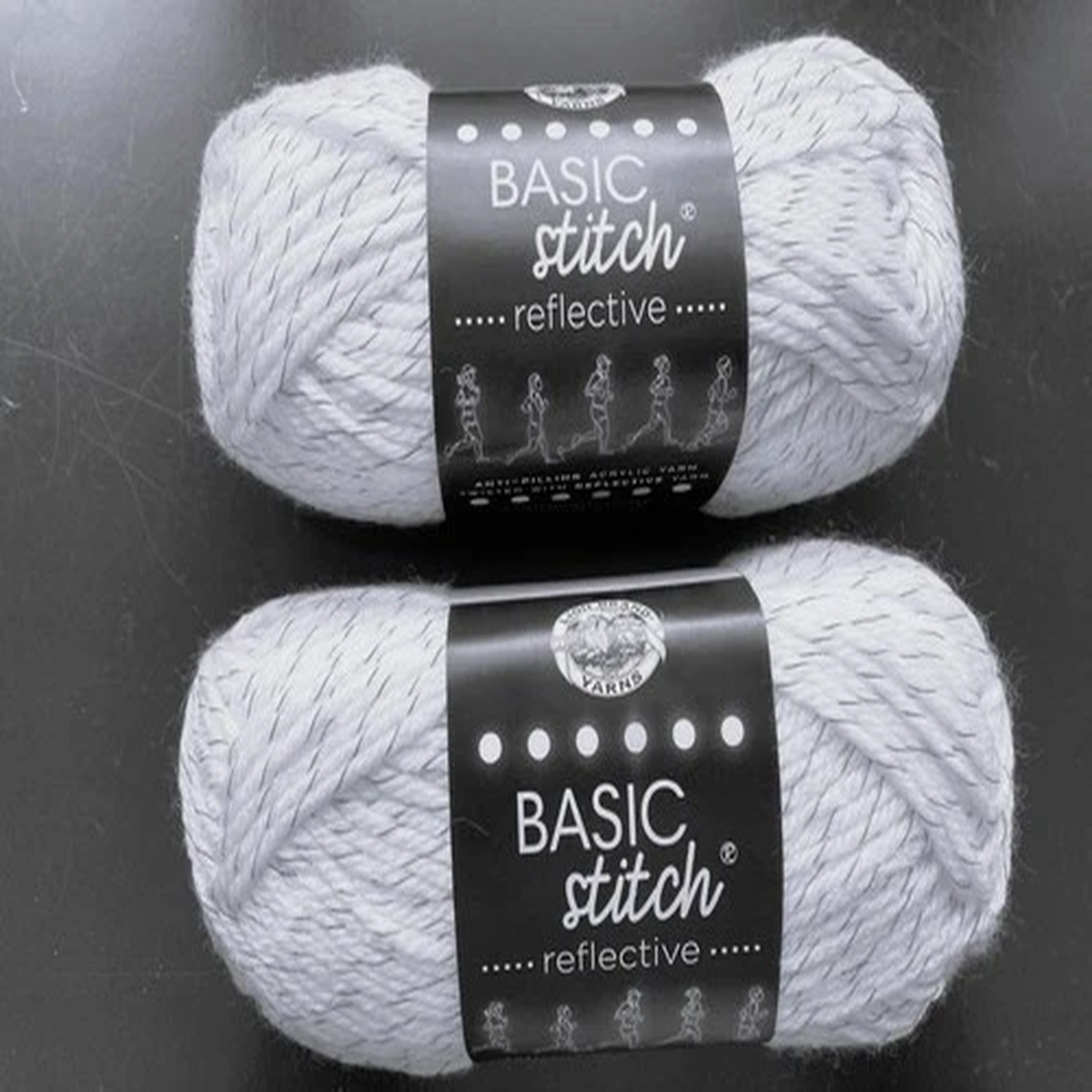 (2 Pack) Lion Brand Yarn Basic Stitch Reflective Anti Pilling Yarn, Summit White