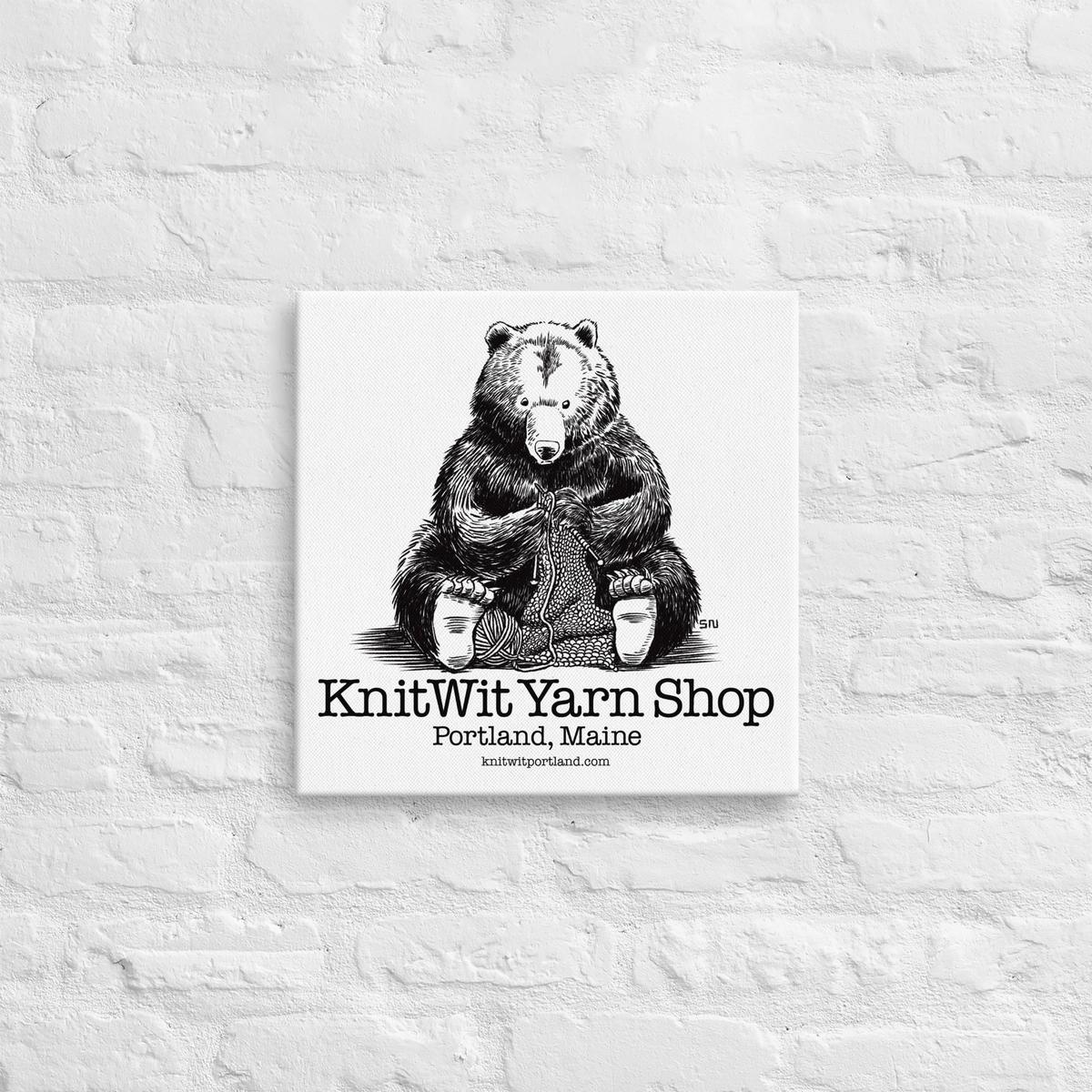 Bear Knitting Canvas Print