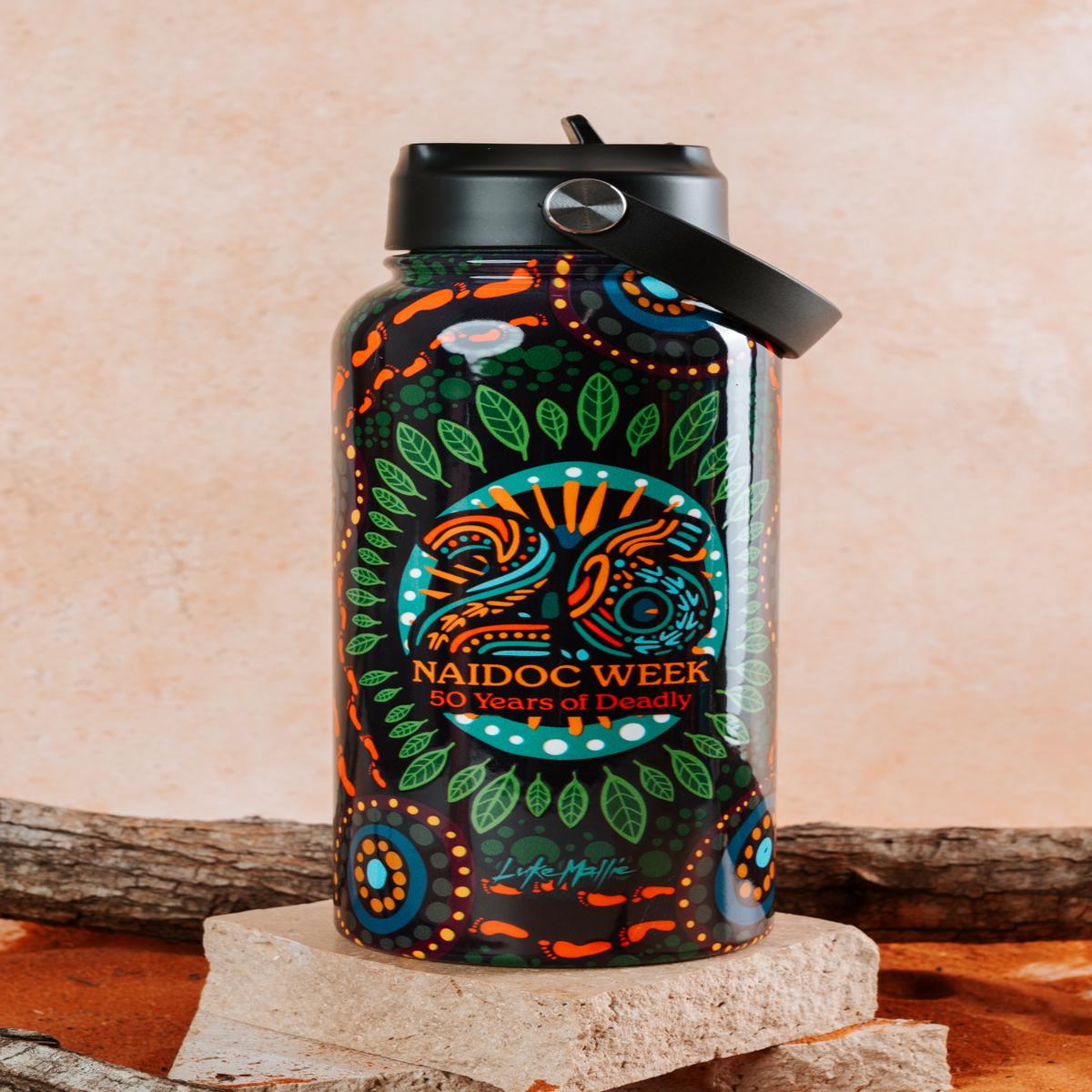 An Abundance Of Culture NAIDOC 2026 1L Insulated Stainless Steel Drink Bottle with Handle