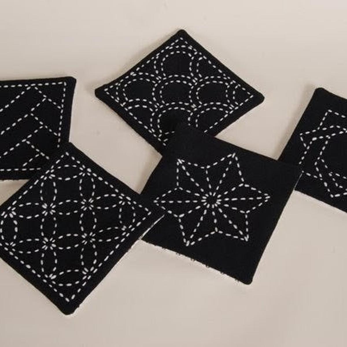 Sashiko Tsumugi Coaster Kit Black