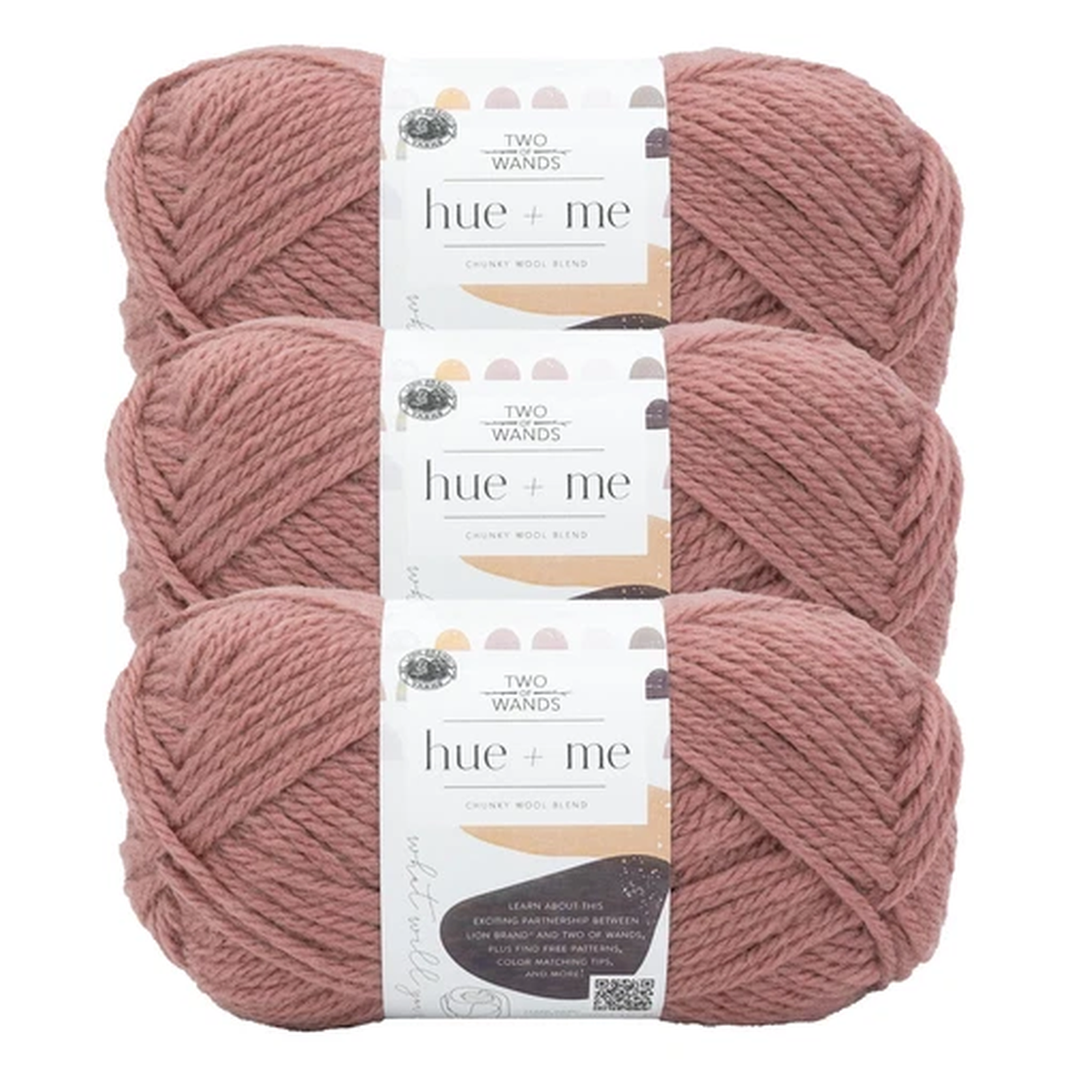 (3 Pack) Lion Brand Yarn 617-195UTwo of Wands: Hue + Me Bulky Yarn, Pink Earth