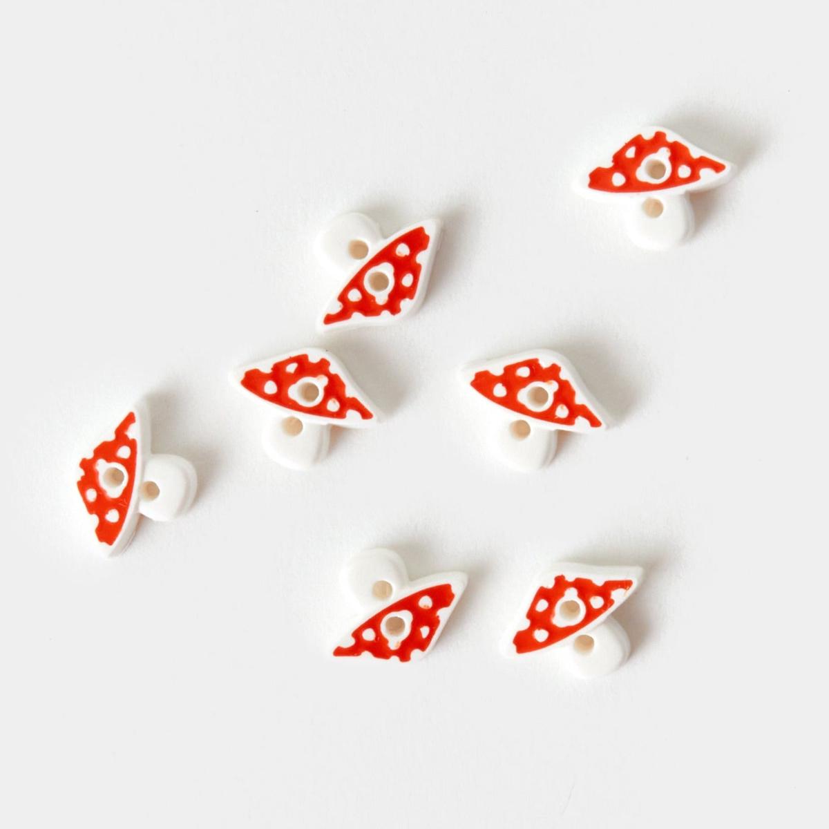 White & Glossy Red Mushroom Button