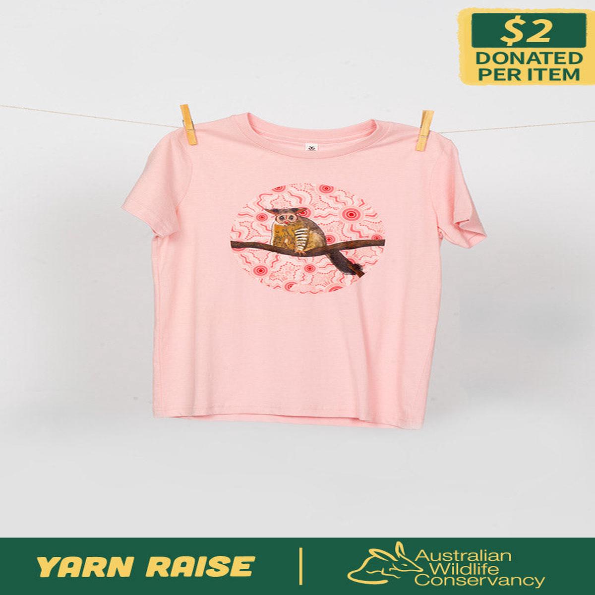 Possum (Batja) 'Australian Wildlife Conservancy' Pink Cotton Crew Neck Kids T-Shirt