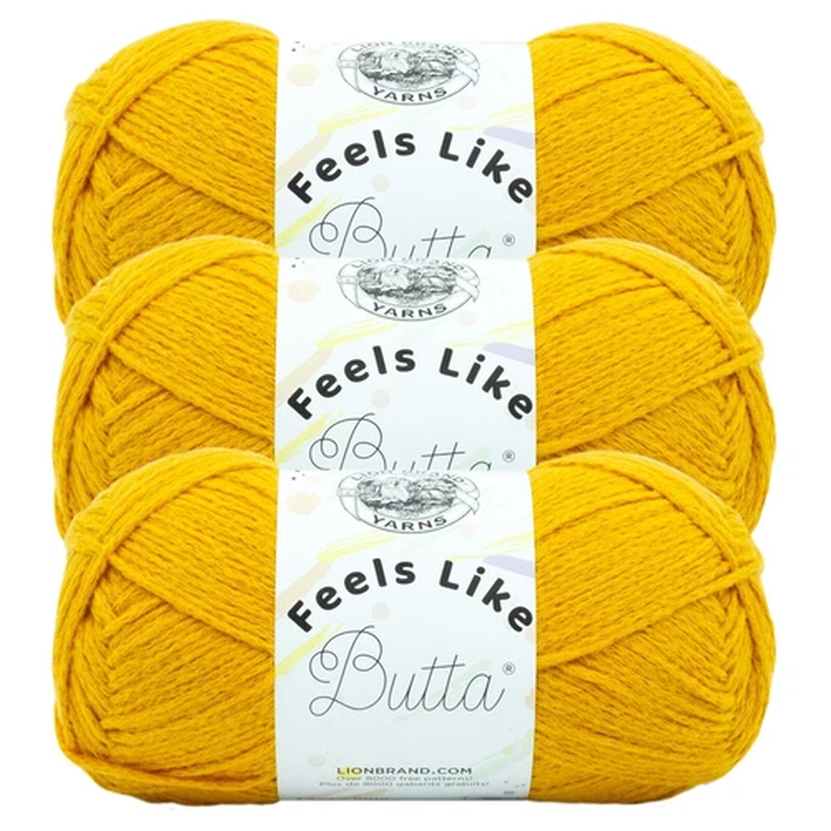 (3 Pack) Lion Brand Yarn 215-159U Feels Like Butta Yarn, Golden Sunshine