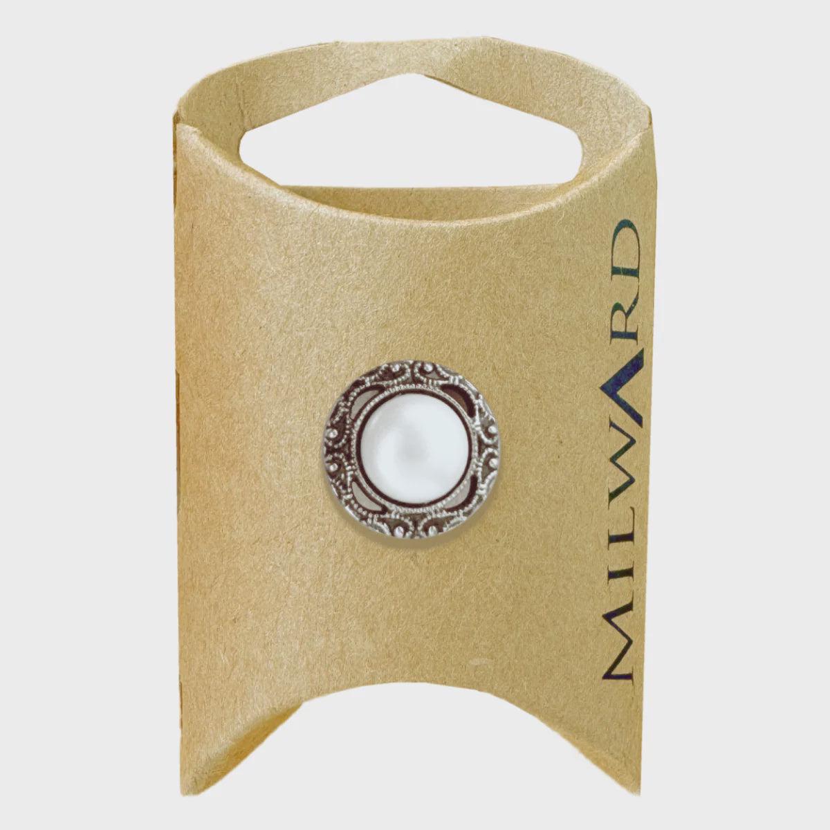 ABS/Nylon Shank Pearl Buttons / Silver (15mm)