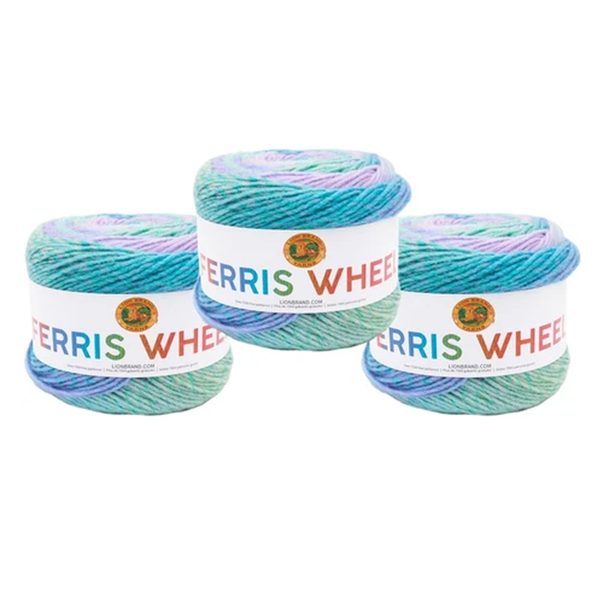 (3 Pack) Lion Brand Yarn 217-606K Ferris Wheel Yarn, Cotton Candy