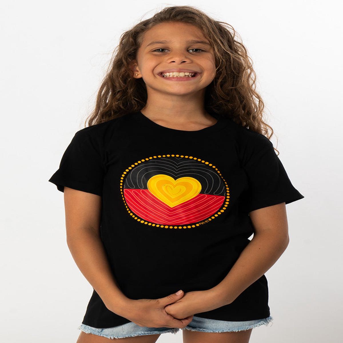 Proud Heart Black Cotton Crew Neck Kids T-Shirt