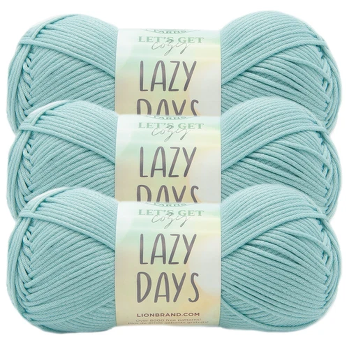 (3 Pack) Lion Brand Yarn 144-105AN Lazy Days Yarn, Surf Spray