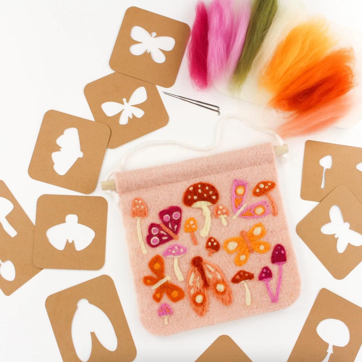 Moth & Mushroom Banner Needle Felting Kit