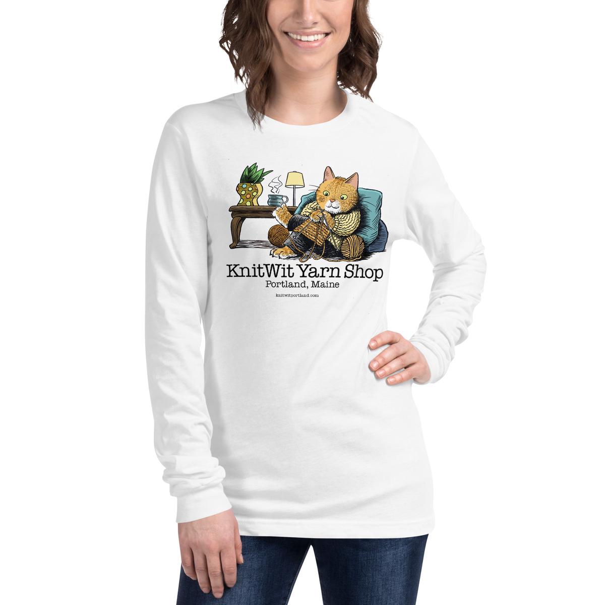 Cat Knitting (in color!) - Unisex Long Sleeve Tee