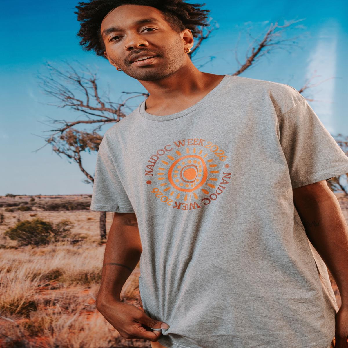 (Bulk) Circle NAIDOC Week 2026 Grey Marle Cotton Crew Neck Unisex T-Shirt