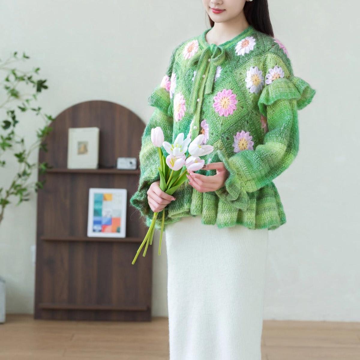 Dreamy Flower Blossom Cardigan Crochet Yarn Kit