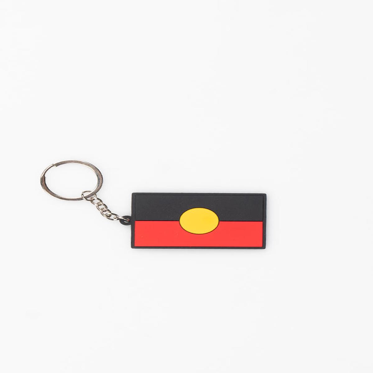 "Raise The Flag" Aboriginal Flag Rubber Keyring