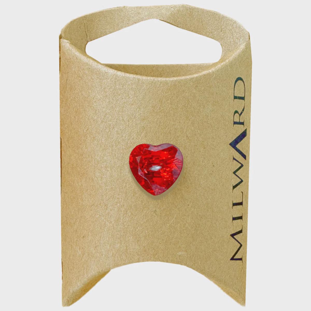 Acrylic Shank Crystal Heart Buttons / Red (12mm)