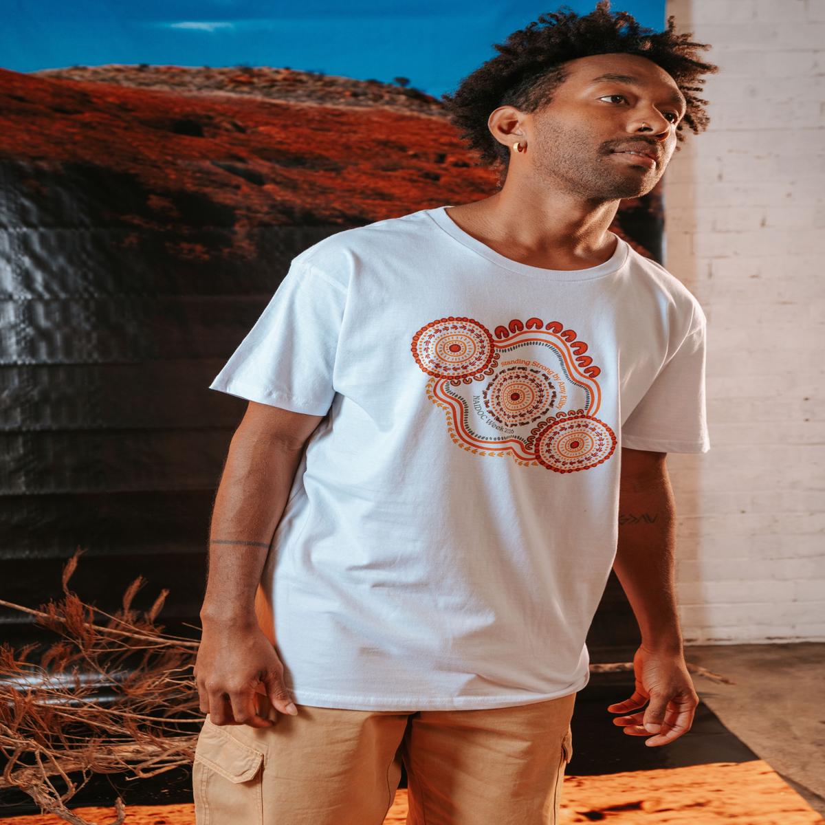 (Bulk) Standing Strong NAIDOC Week 2026 White Cotton Crew Neck Unisex T-Shirt