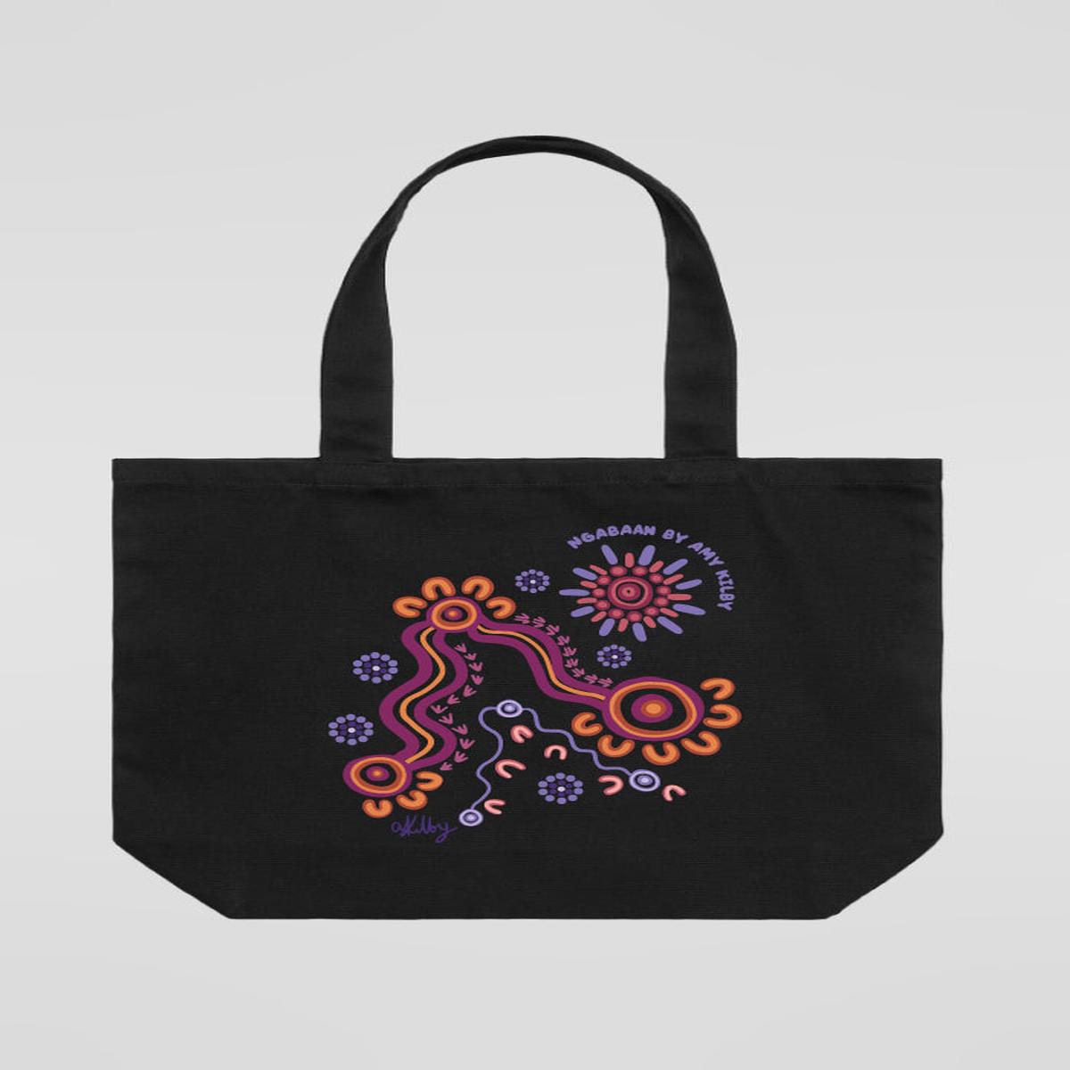 Ngabaan Black Cotton Canvas Carry Bag